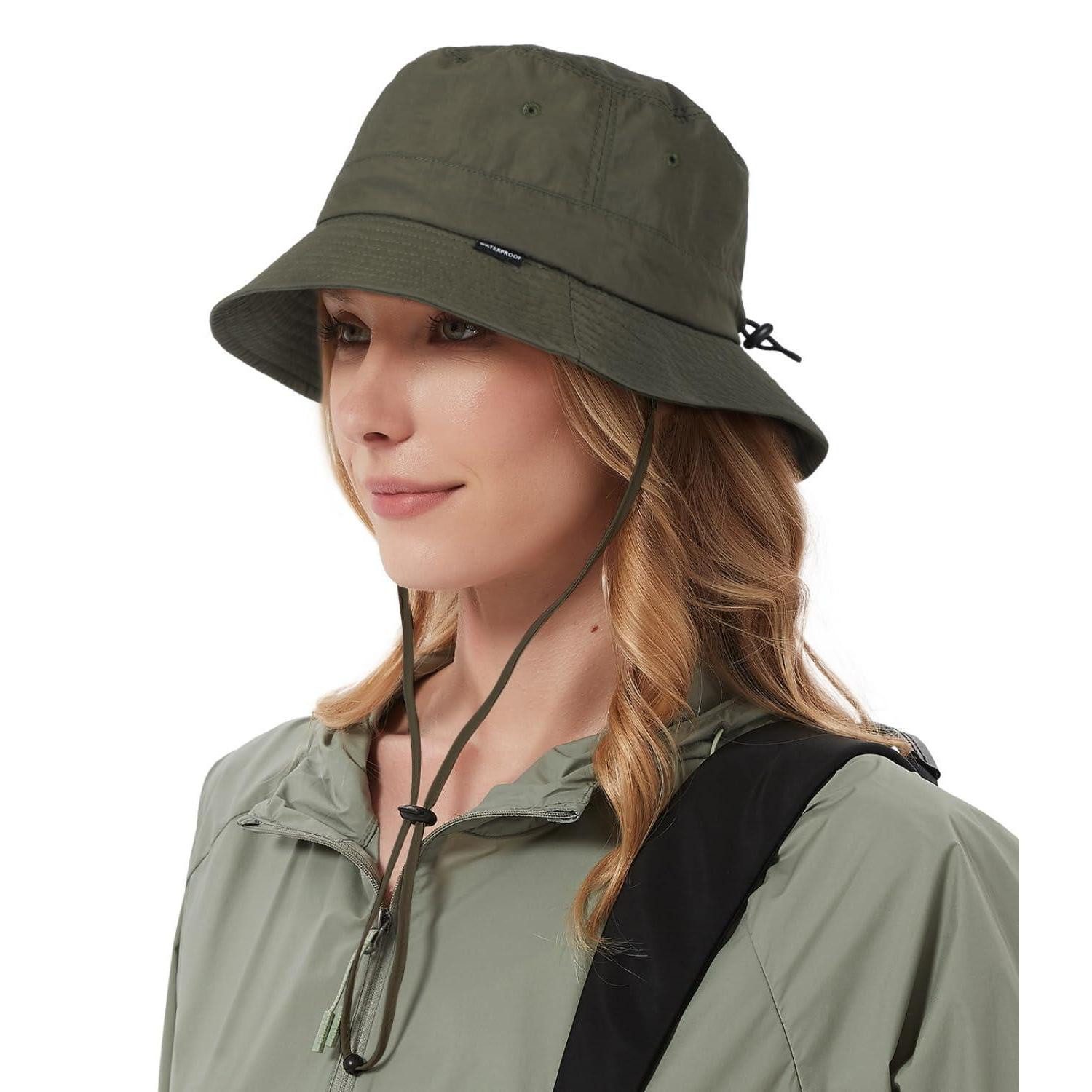 LuxusKollektion Regenhut Regenhut Eimerhut Herren Damen UPF50 Einheitsgröße Militär-Grün