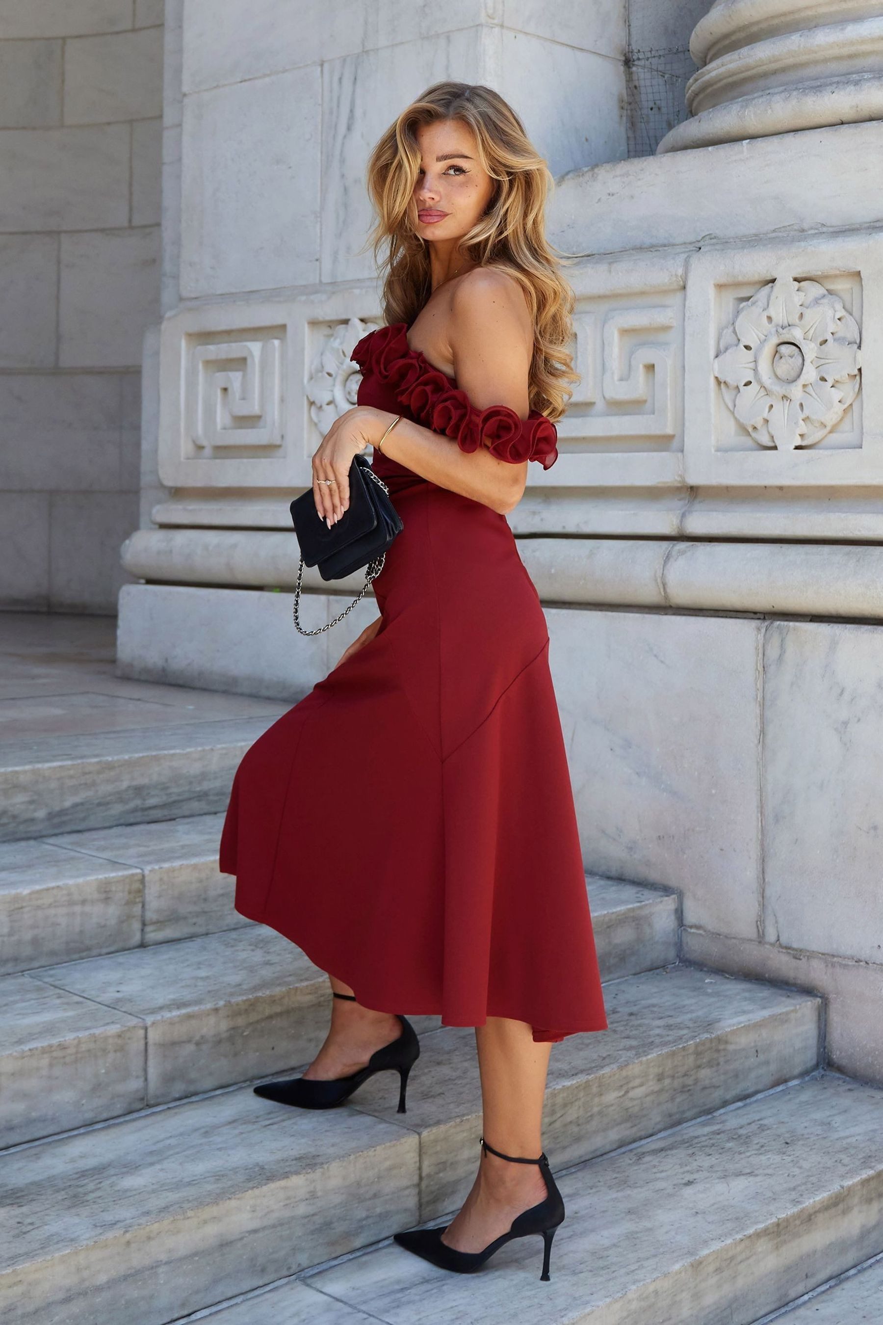 LIPSY Midikleid Lipsy ausgestelltes Bardot-Midikleid, Petite (1-tlg) günstig online kaufen