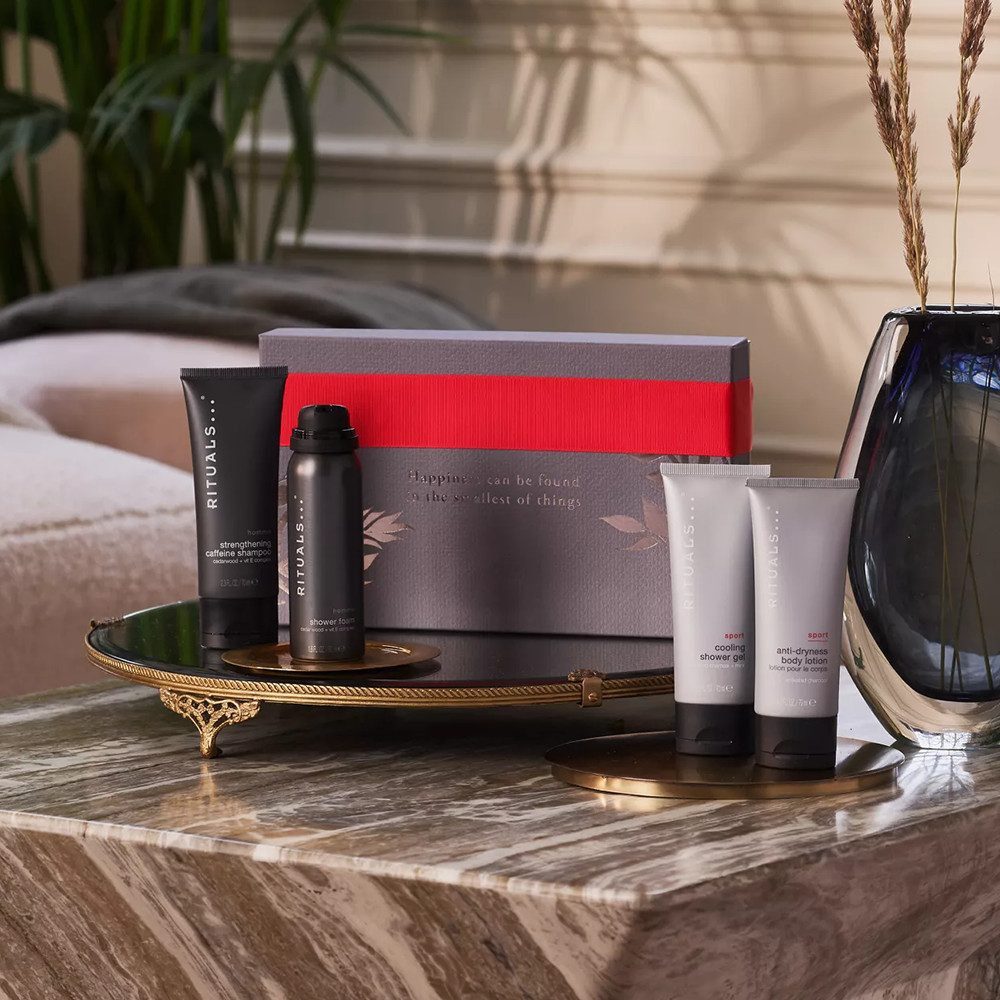Rituals Pflege-Geschenkset Luxus-Pflegeset Limited Edition Homme Geschenkset S 2025, 4-tlg., 4-teiliges Pflegeset mit Duschschaum, Shampoo, Duschgel & Lotion