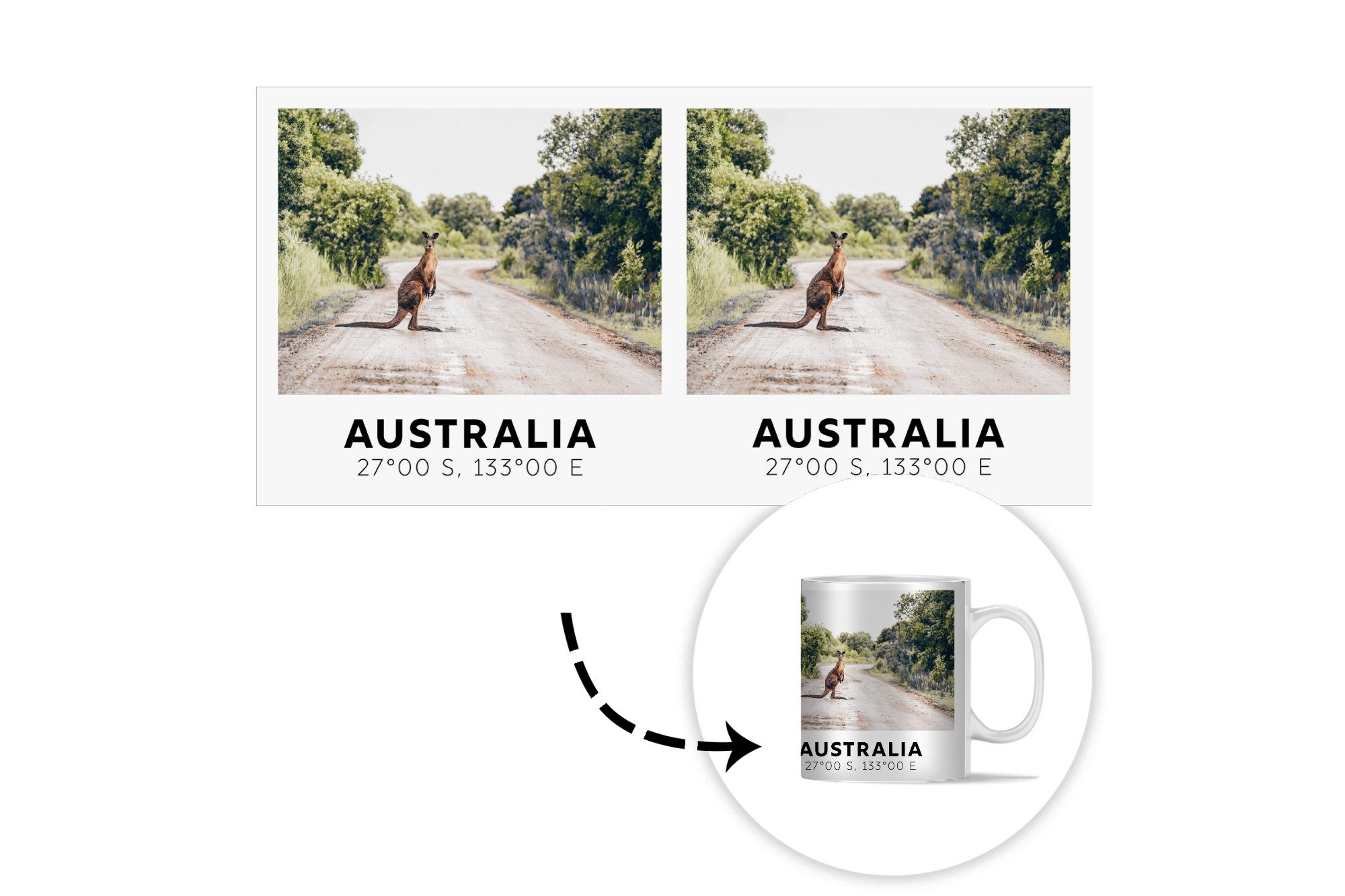 MuchoWow Tasse Australien - Känguru Keramik, Becher, Teetasse, Dschungel, Teetasse, Geschenk - Kaffeetassen