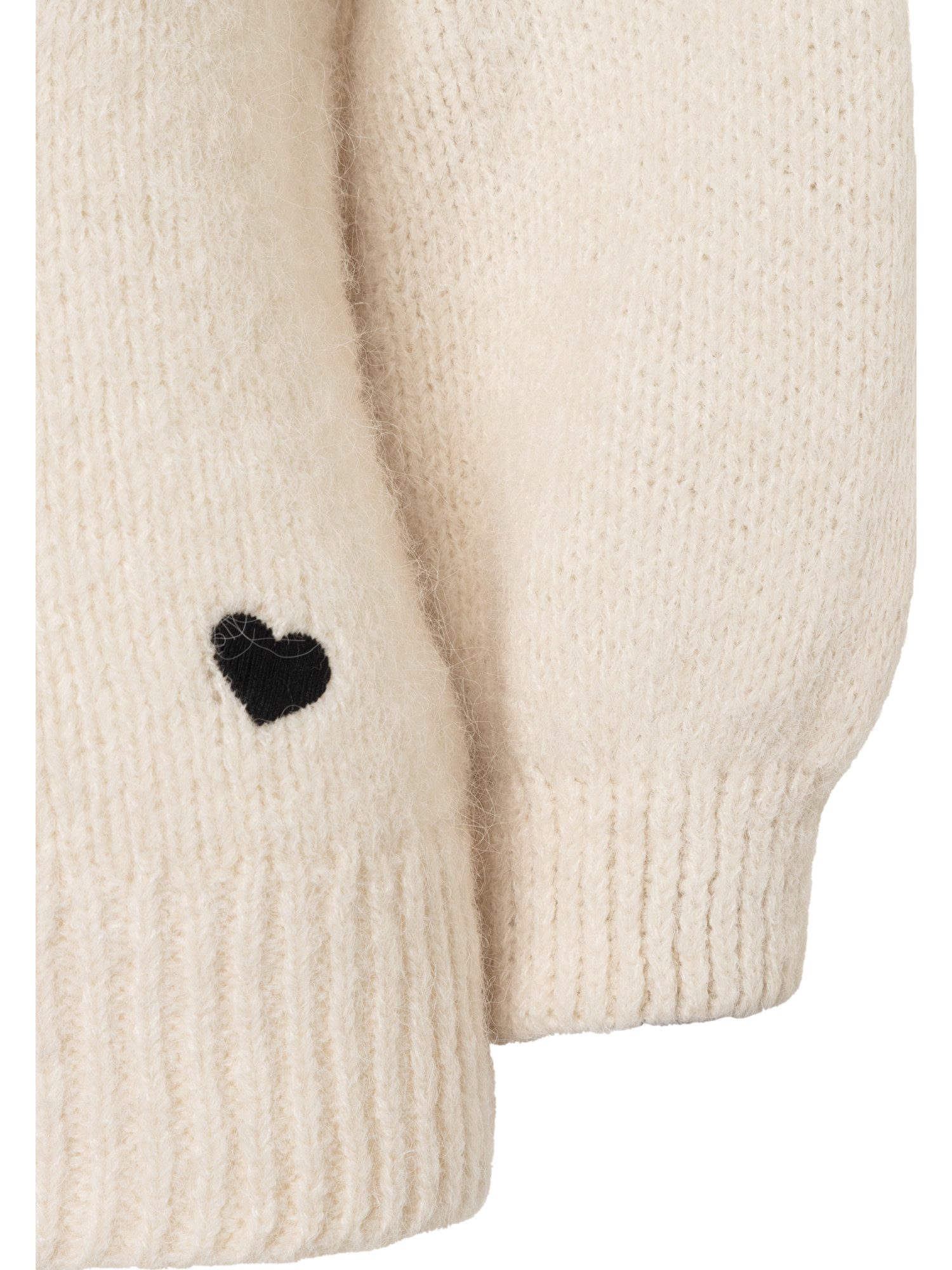 MORE&MORE Rundhalspullover süßer 3/4 Arm Strickpullover, Herzen
