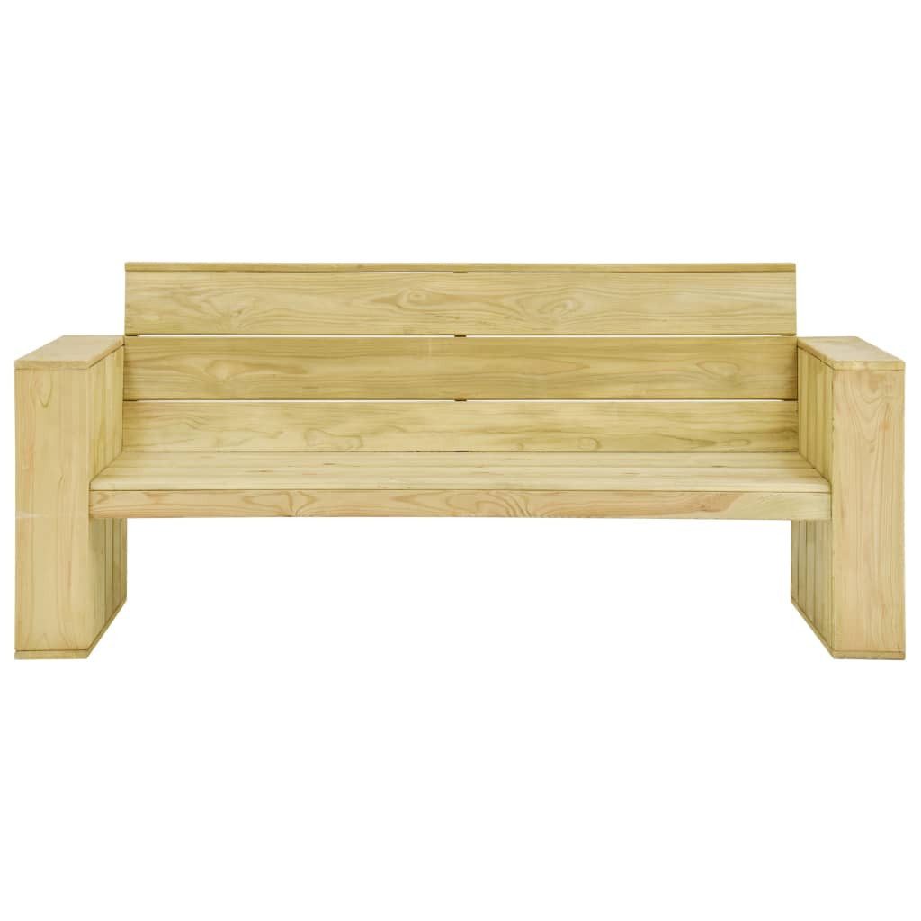 furnicato Gartenbank Vintage aus imprägniertem Massivholz mit Cremeweißem Kiss, Witterungsbeständige Sitzbank mit bequemen Armlehnen für die Terrasse