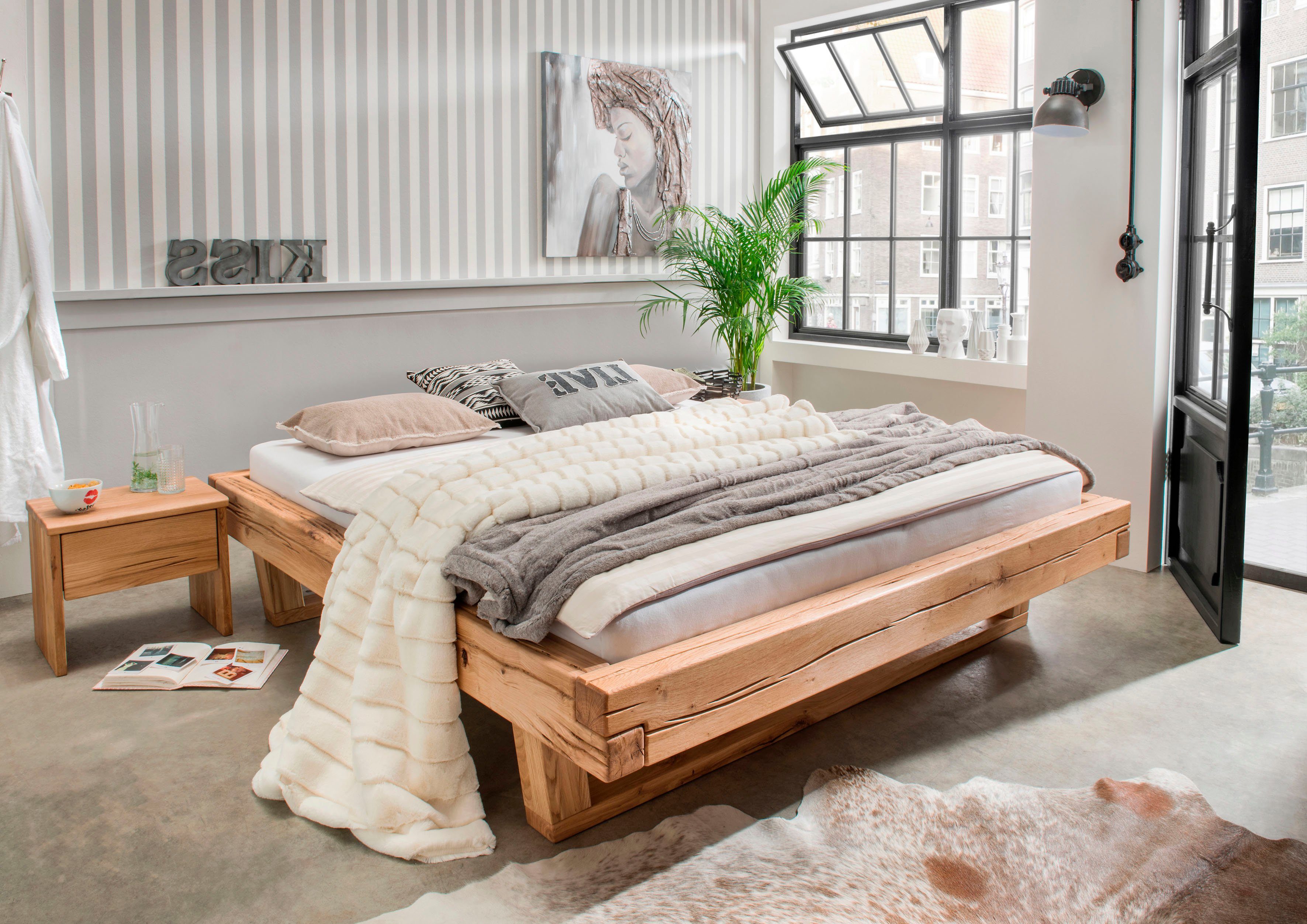 OTTO home Massivholzbett Ultima, hohe Belastbarkeit, Futonbett ohne Kopfteil (3-tlg), aus Eiche oder Fichte, FSC-zertifiziert, in vielen Breiten – Bild 4 von 5
