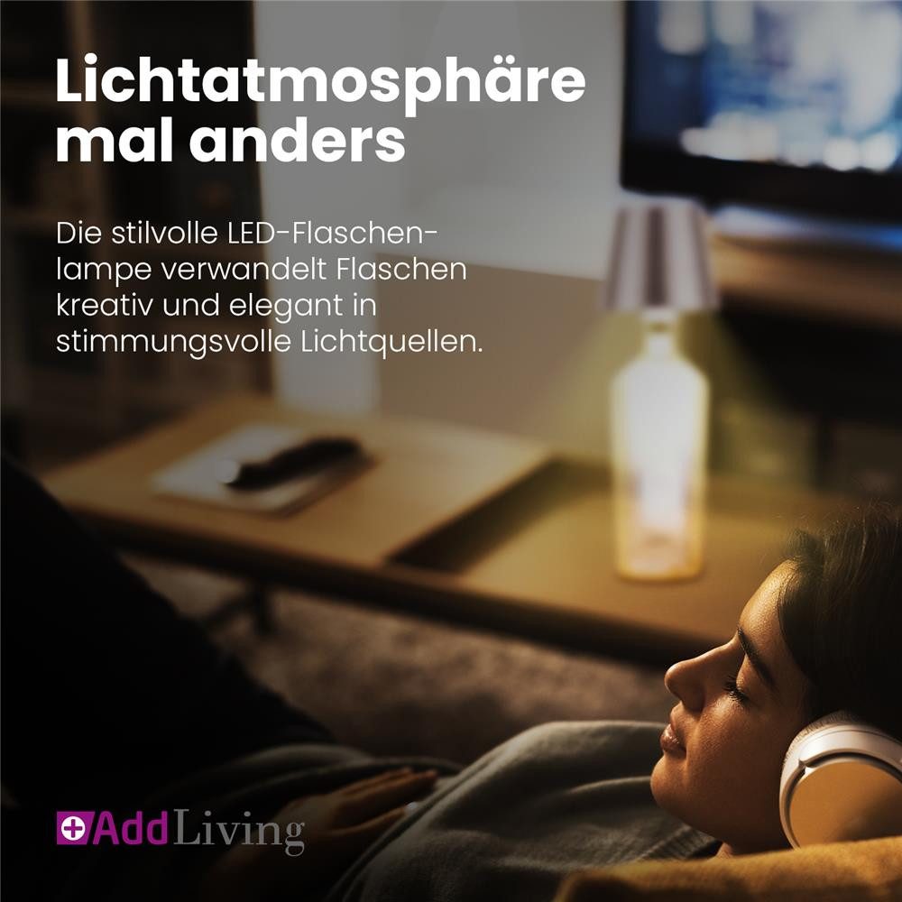 AddLiving LED Tischleuchte Bottle Light V2442 LED-Flaschenlampe grau mit Touch, 56 LEDs, 3 Lichtfarben, Touch-Funktion, stufenlos dimmbar