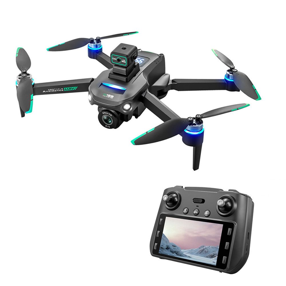 Insma GPS RC Quadrocopter FPV Drohne (mit 5,9" LCD Bildschirm Dual HD Kamera, Faltdesign, LED-Beleuchtung, bürstenlos, Aufbewahrungstasche und 2 Akkus)