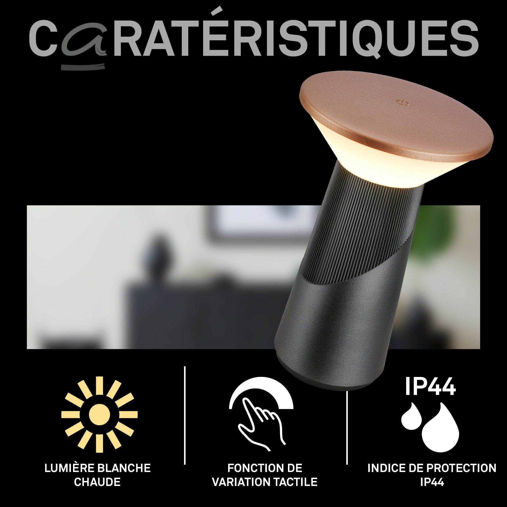 Briloner Leuchten LED Tischleuchte Tischlampe kabellos Akku USB-C Touch dimmbar Design Award, LED wechselbar, 2700K, 15x24 cm, Akku tauschbar, Indoor/Outdoor, Wohnzimmer, Balkon