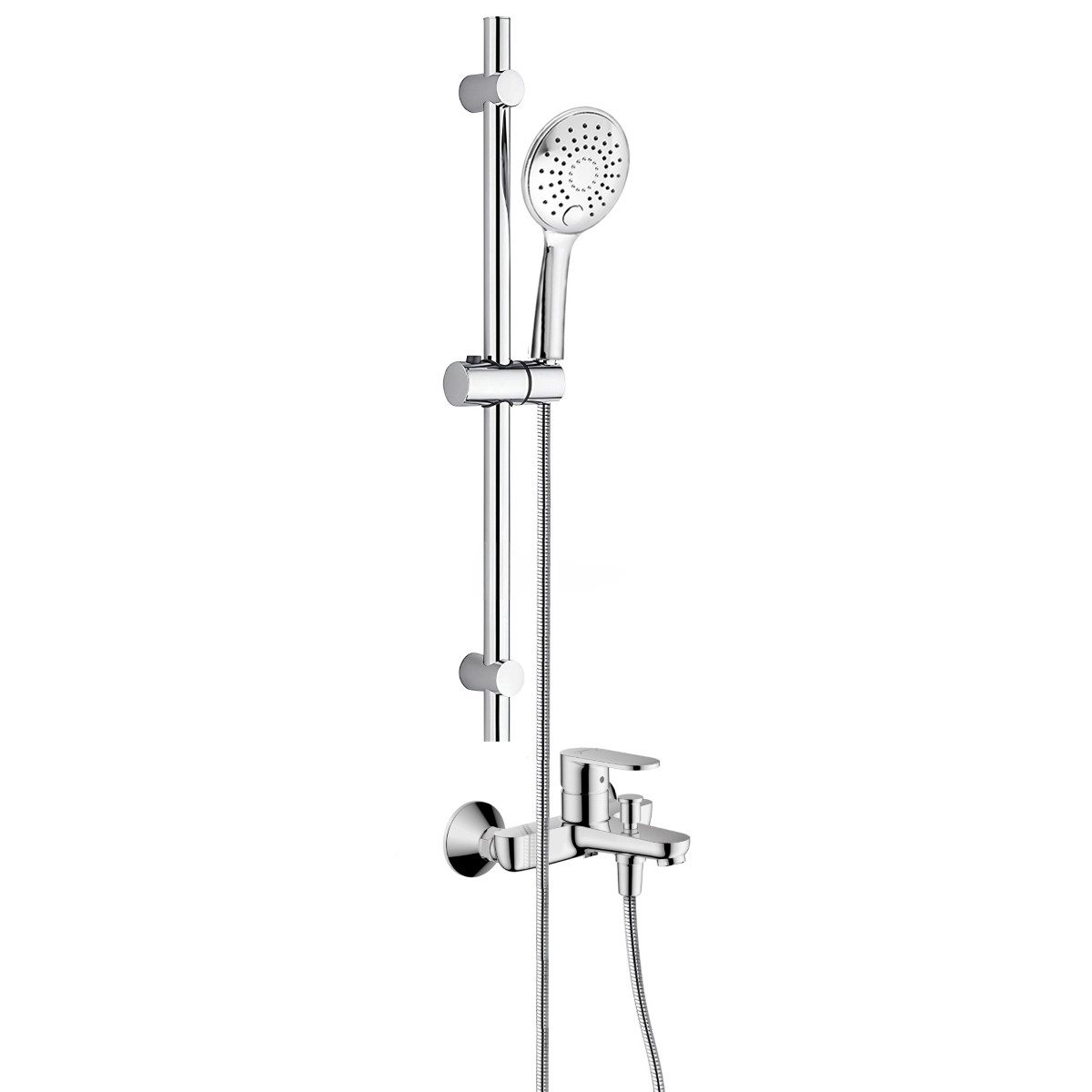 hansgrohe Wannenarmatur Vernis Blend Wannenmischer Set mit Aloni Handbrause und Regendusche (Spar-Set) Einhebel Badewannenarmatur, chrom oder schwarz matt