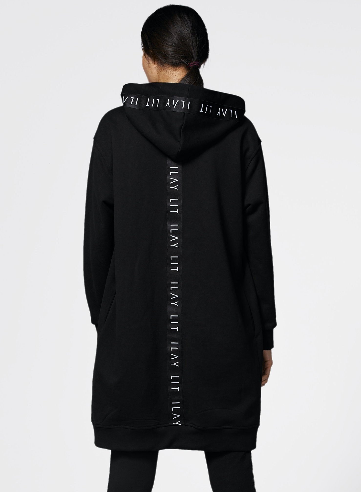 ILAY Lit Kapuzensweatjacke Hoodie Mantel, Midi, Black mit XL Kapuze günstig online kaufen