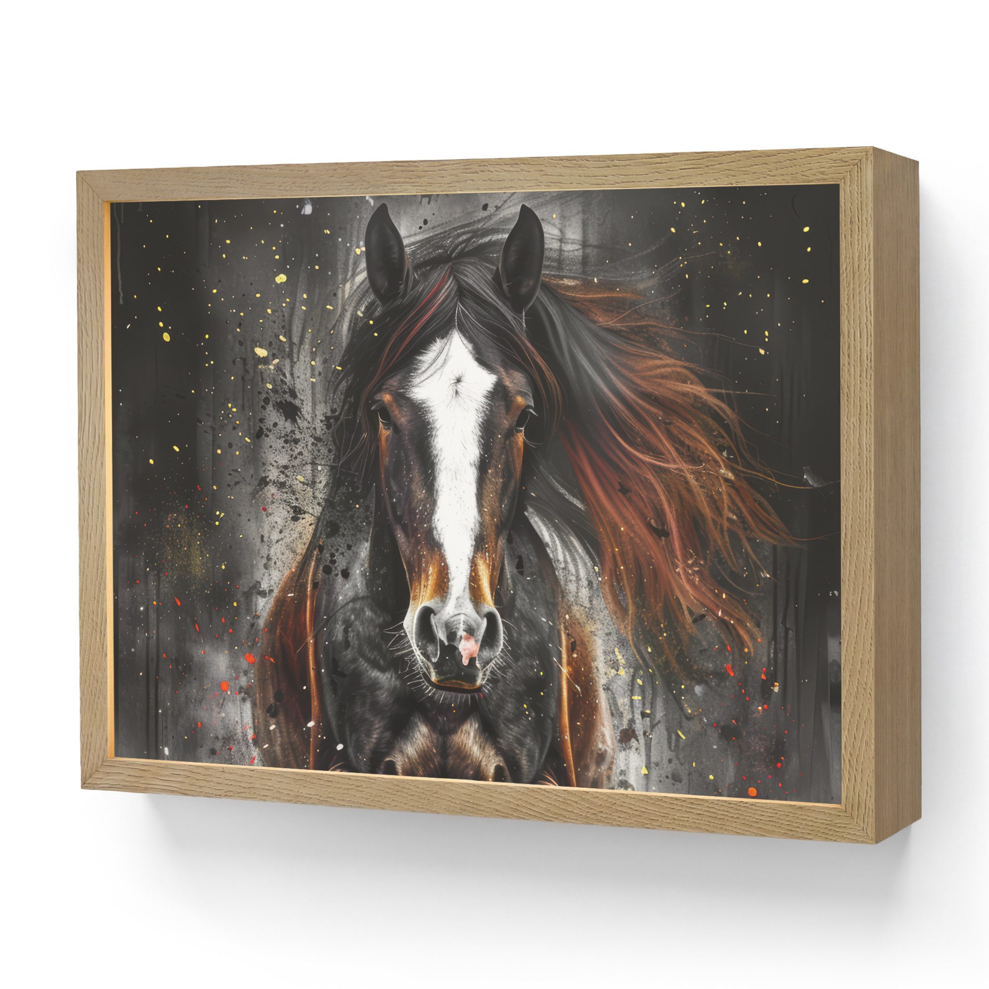 OnlyWow Wandleuchte Lightbox Pferd - Tiere - Schwarz - Luxus - Modern, Dimmbar, Farbwechsel, LED, Warmweiß, Kaltweiß, Neutralweiß Einstellbar, Wandlampe Innen, Dimmbar, Aufladbarer USB Akku, LED, Modern