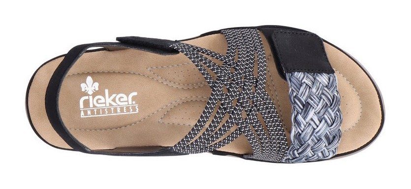 Rieker Riemchensandale, Sommerschuh, Sandalette, Keilabsatz, mit geflochtener Bandage