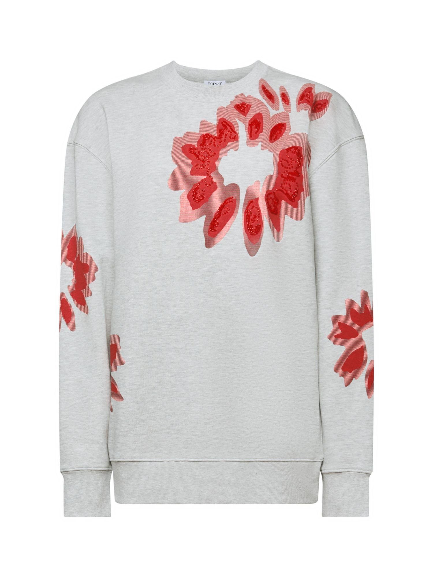 Esprit Sweatshirt Oversize Sweatshirt mit Print und Zierperlen (1-tlg)