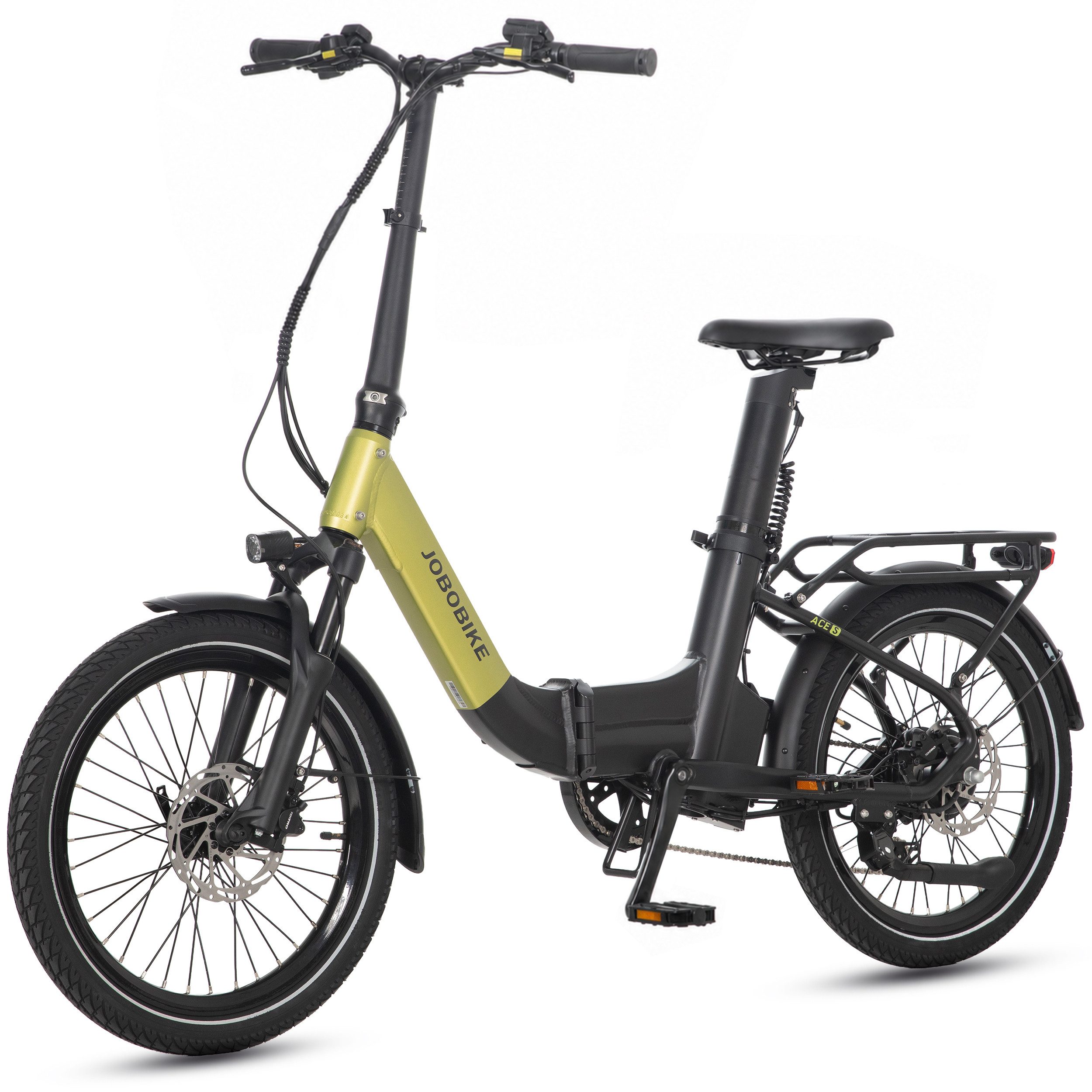 JOBOBIKE E-Bike Klapprad 20 Zoll, Faltrad, 100km, mit Bluetooth und APP, 7 Gang Shimano, Kettenschaltung, Heckmotor, 360 Wh, (für ca. 150–180 cm, Sattelstützenakku, Faltrad E-Citybike), ACE S Elektrofahrrad mit hydr. Scheibenbremsen, klappbar, nur 22kg