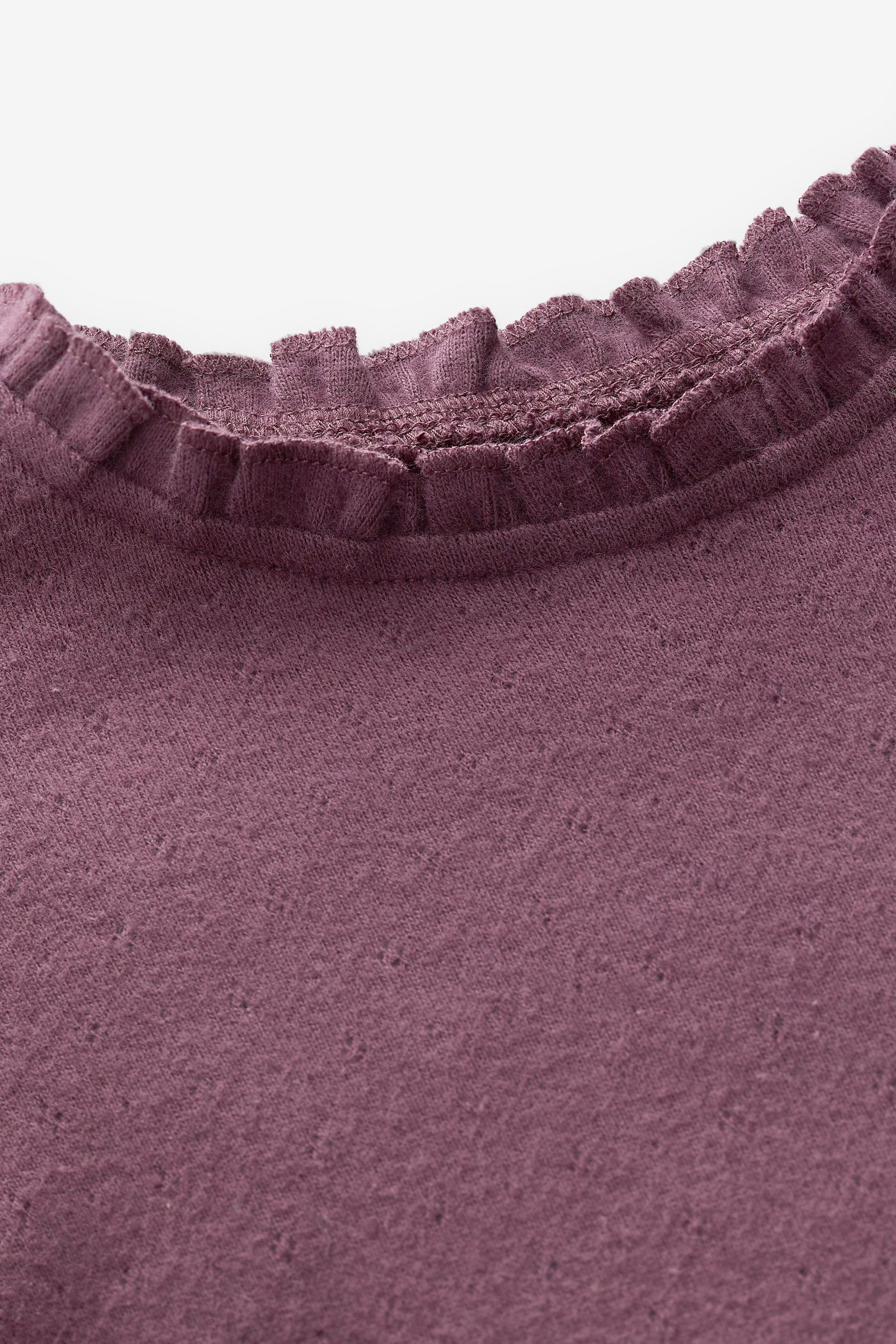 Plum (1-tlg) Purple Langarmshirt Next Angerautes Pointelle-Oberteil