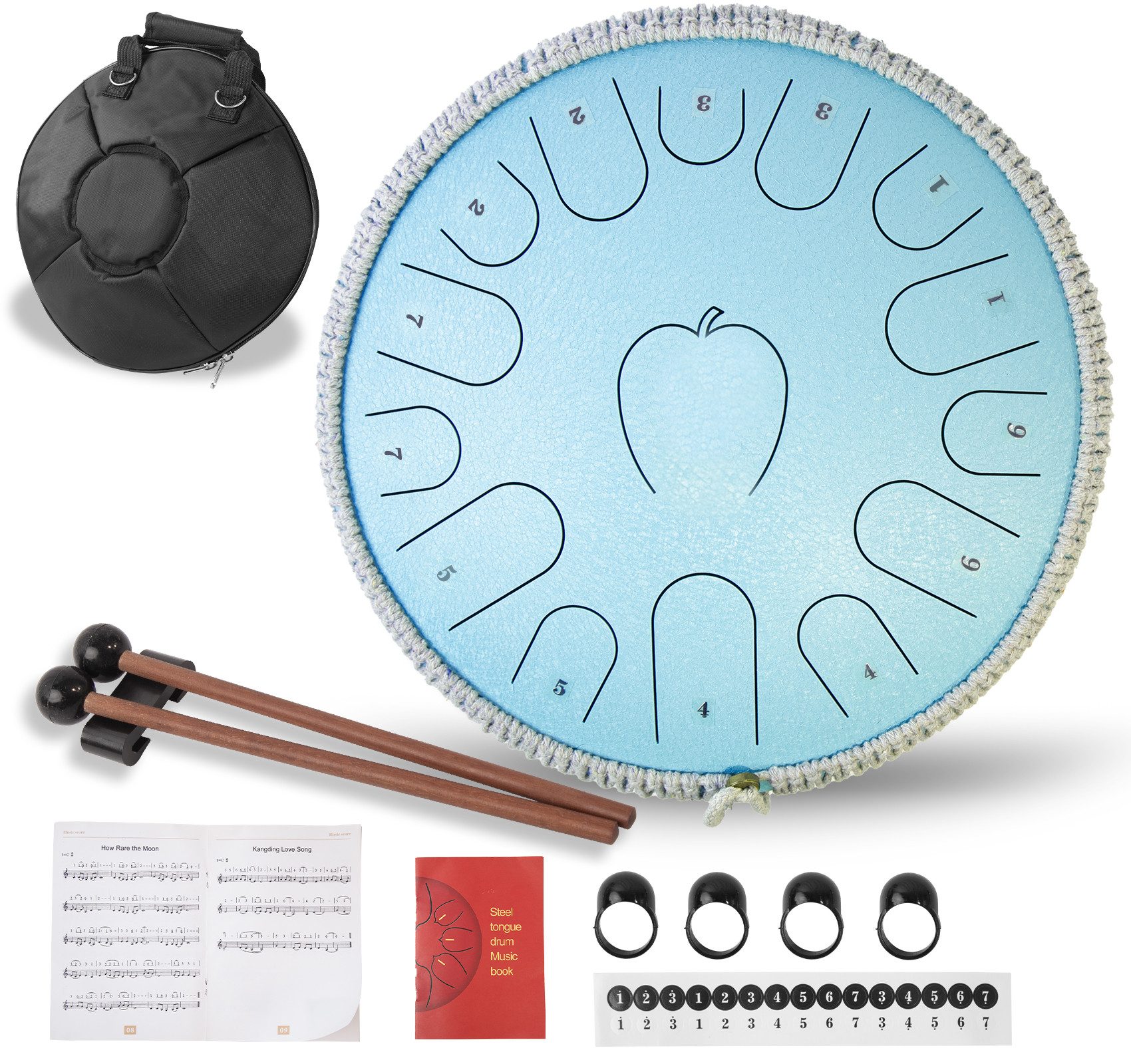 Handtrommel 14 Zoll 15 Töne 1 C-Taste Regentrommel, mit Tasche Fingerpick Schlägel