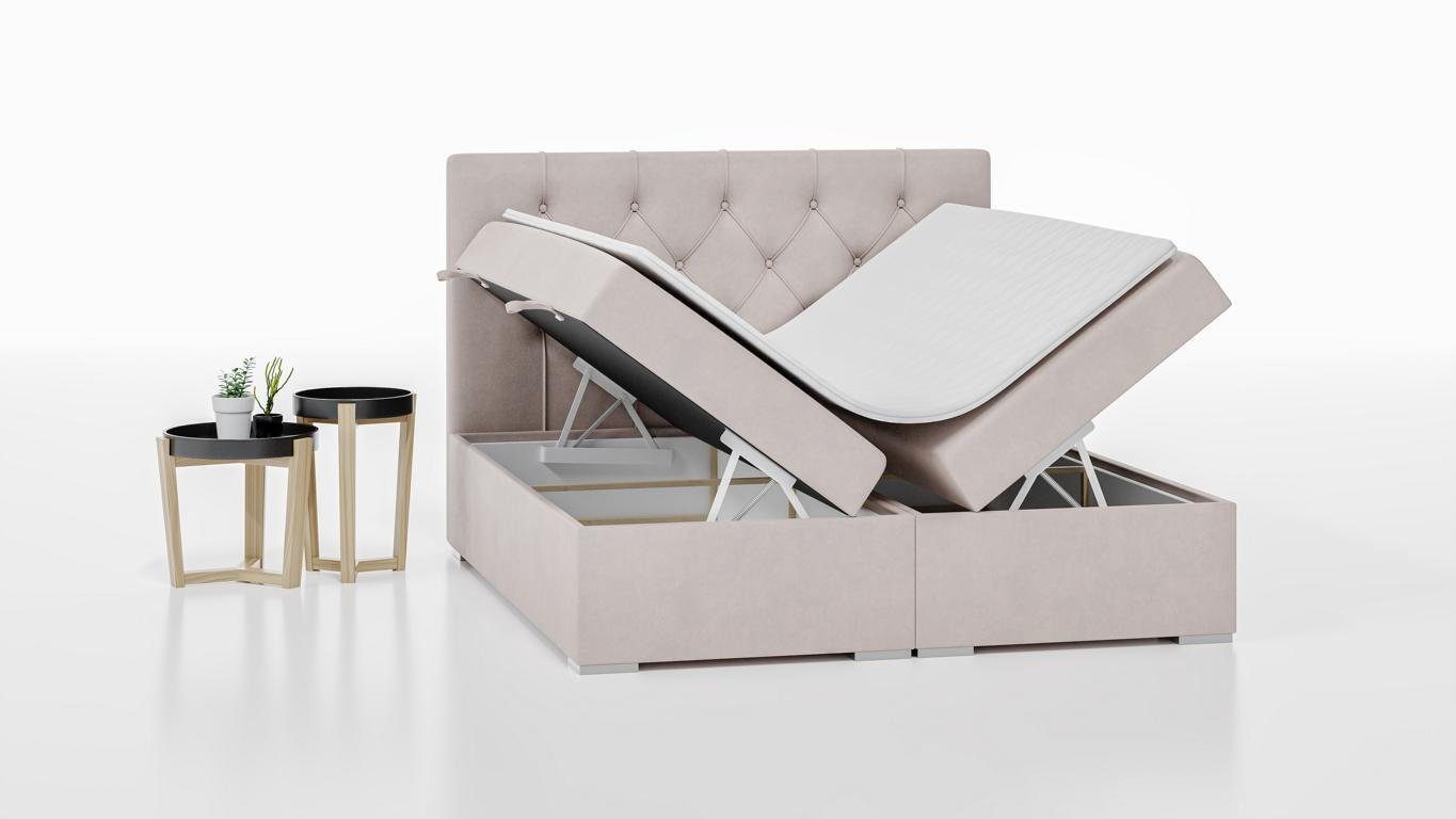 JVmoebel Boxspringbett Bett Polster Möbel Design Doppelbett Luxus Schlafzimmer Modern, Made in Europa Rosa