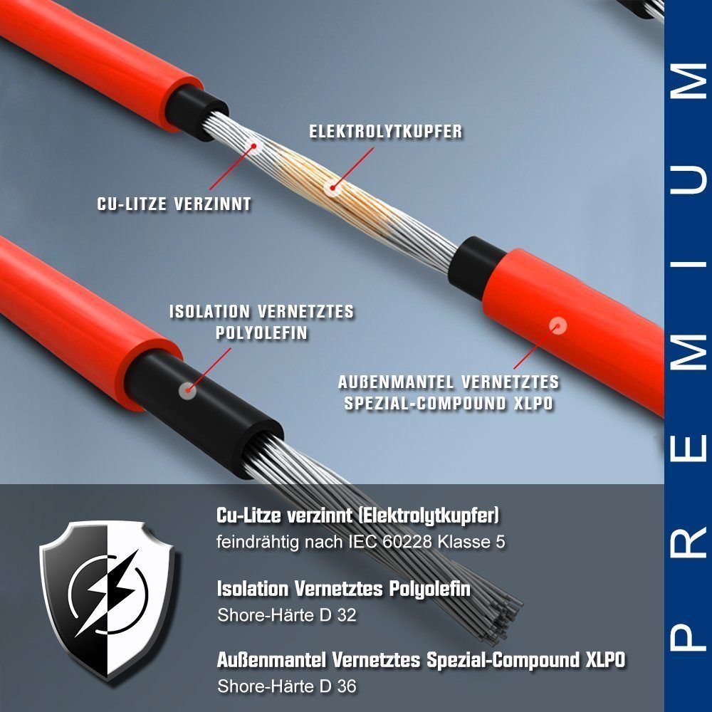 XERSEK Solarkabel 4mm² 6mm² 10mm² Verbindungskabel mit Solarstecker Autoladekabel, 1500V IP67 Wasserdichte PV-Kabel, (1000 cm)