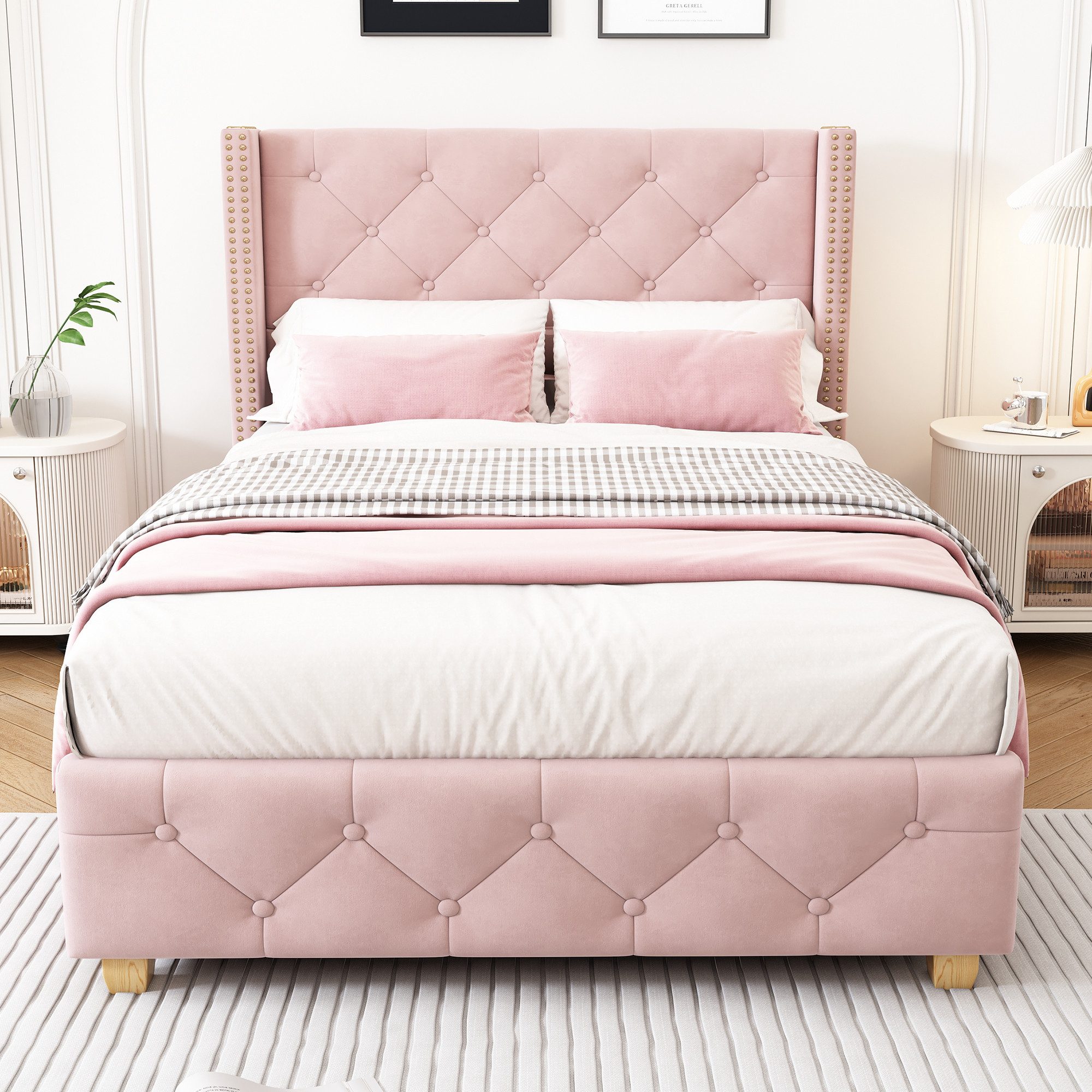 Flieks Polsterbett, Massivholz Einzelbett 90x200cm mit günstig online kaufen