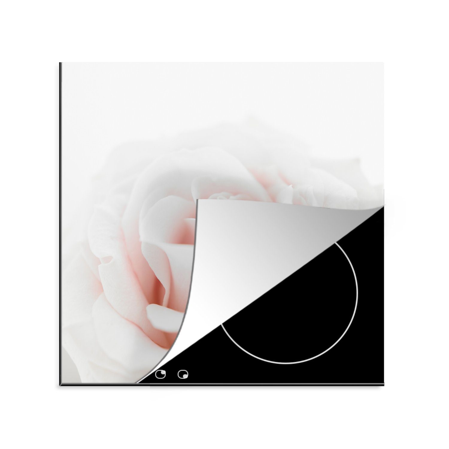 Ceranfeldabdeckung, cm, Blätter küche Vinyl, rosa MuchoWow Nahaufnahme (1 Arbeitsplatte tlg), einer 78x78 der für Herdblende-/Abdeckplatte Rose,