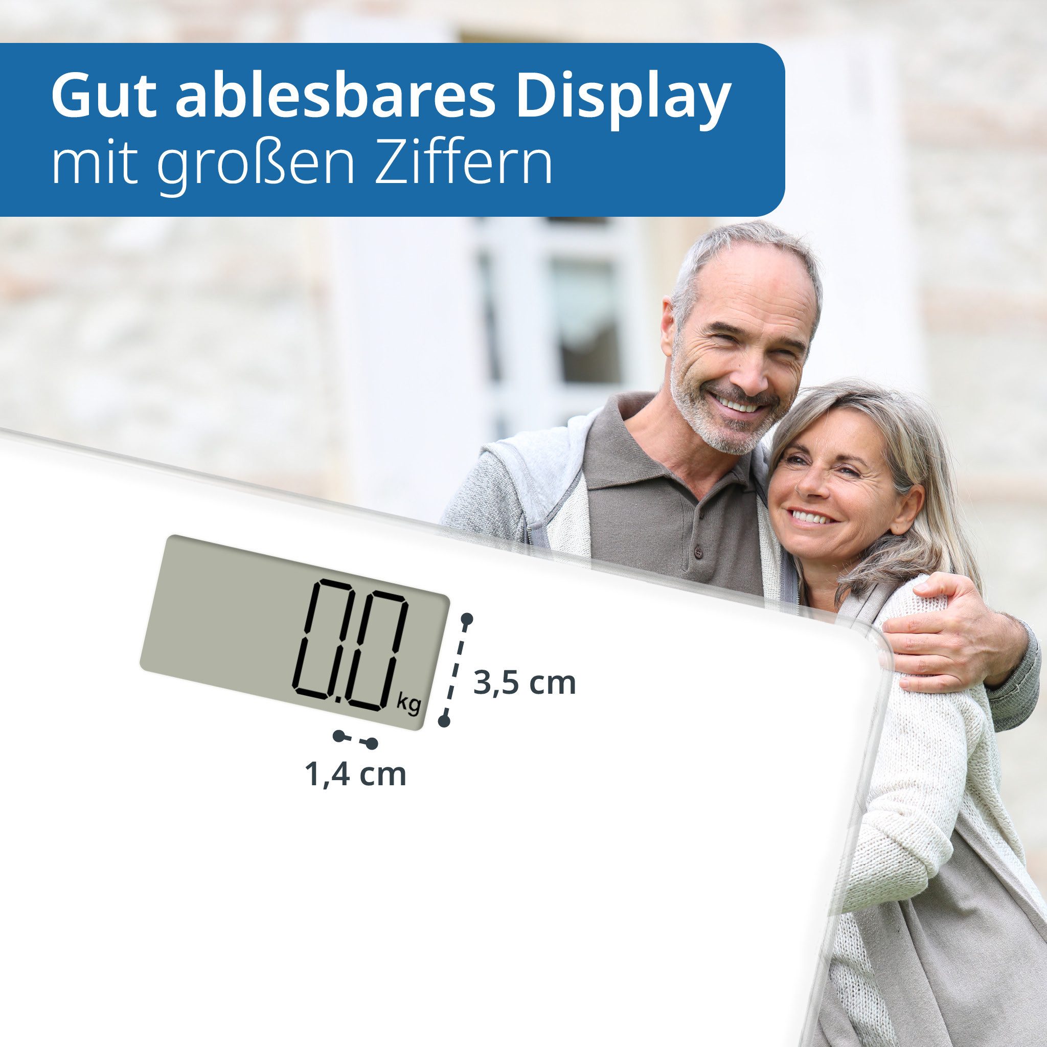 ADE Personenwaage Digitale Körperwaage mit großem LED Display, Wiegefläche aus gehärtetem Sicherheitsglas mit Tragkraft bis 180kg