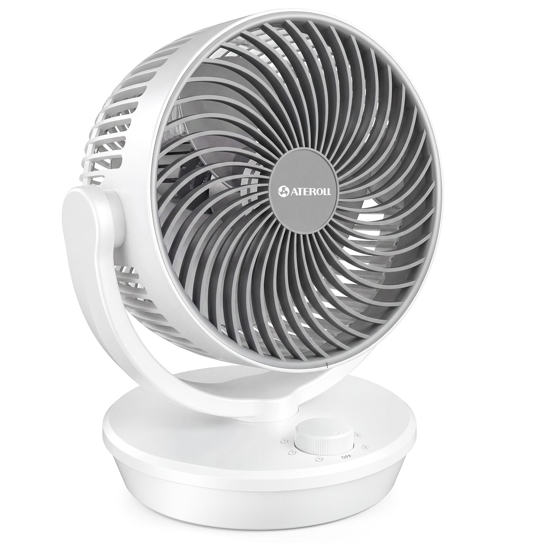 ATEROLL Tischventilator leiser Ventilator,100° Oszillation & 130° manuelle Neigungsverstellung, Umluftventilator für Schlafzimmer Wohnzimmer Büro Küchen