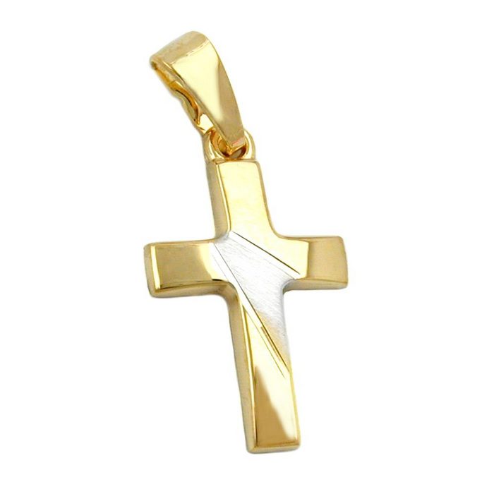 Gallay Kreuzanhänger Anhänger Kreuz bicolor 9Kt GOLD Goldschmuck für Damen