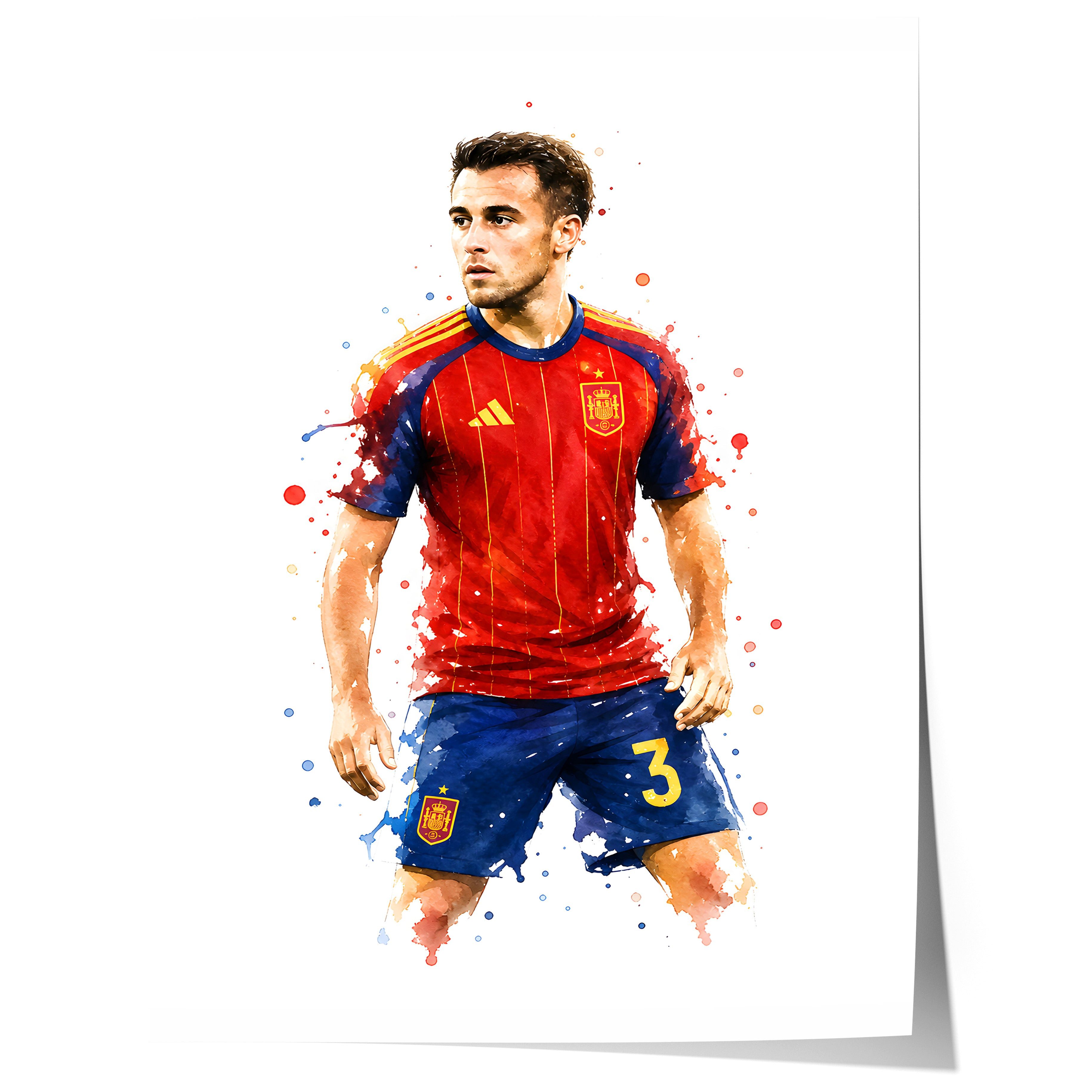 JUSTGOODMOOD Poster Spanien Fussball Geschenkidee Aquarell Sport Wandbild Deko Print ohne, (1 St)