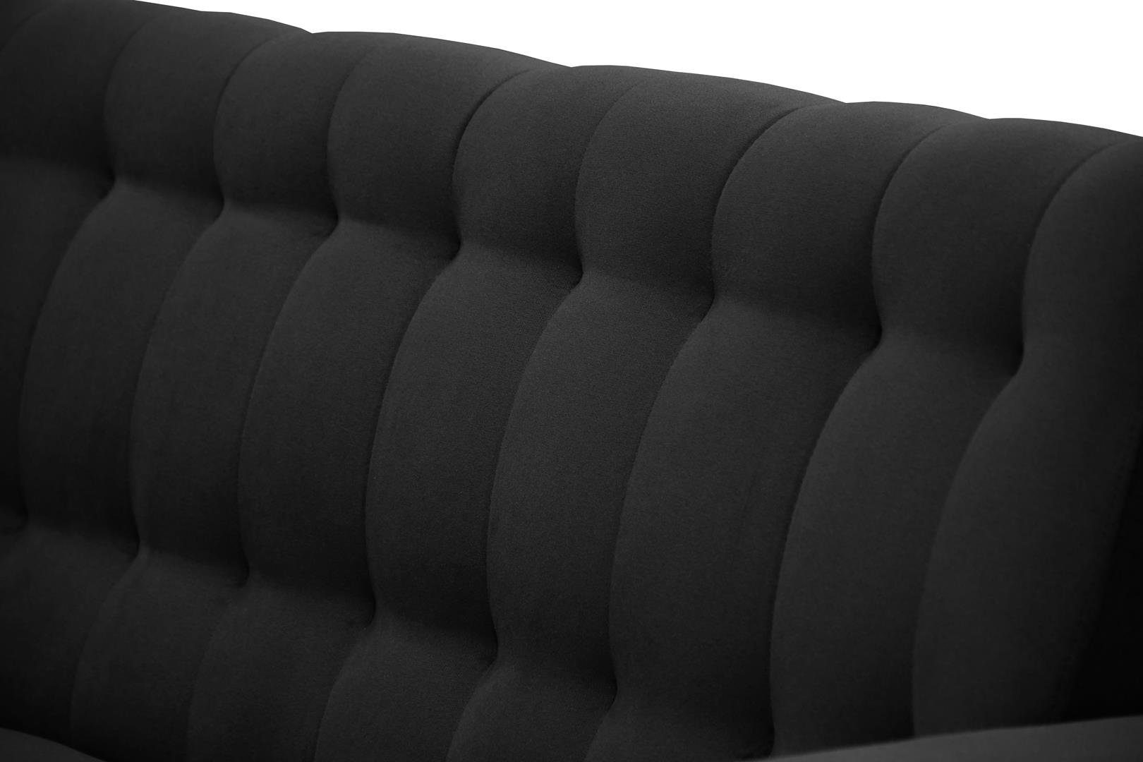 Sofa Polstersofa Couch GRETA Wohnzimmer, für Beautysofa Velour, Schwarz Schlafsofa BIS, Schlaffunktion, Bettkasten,