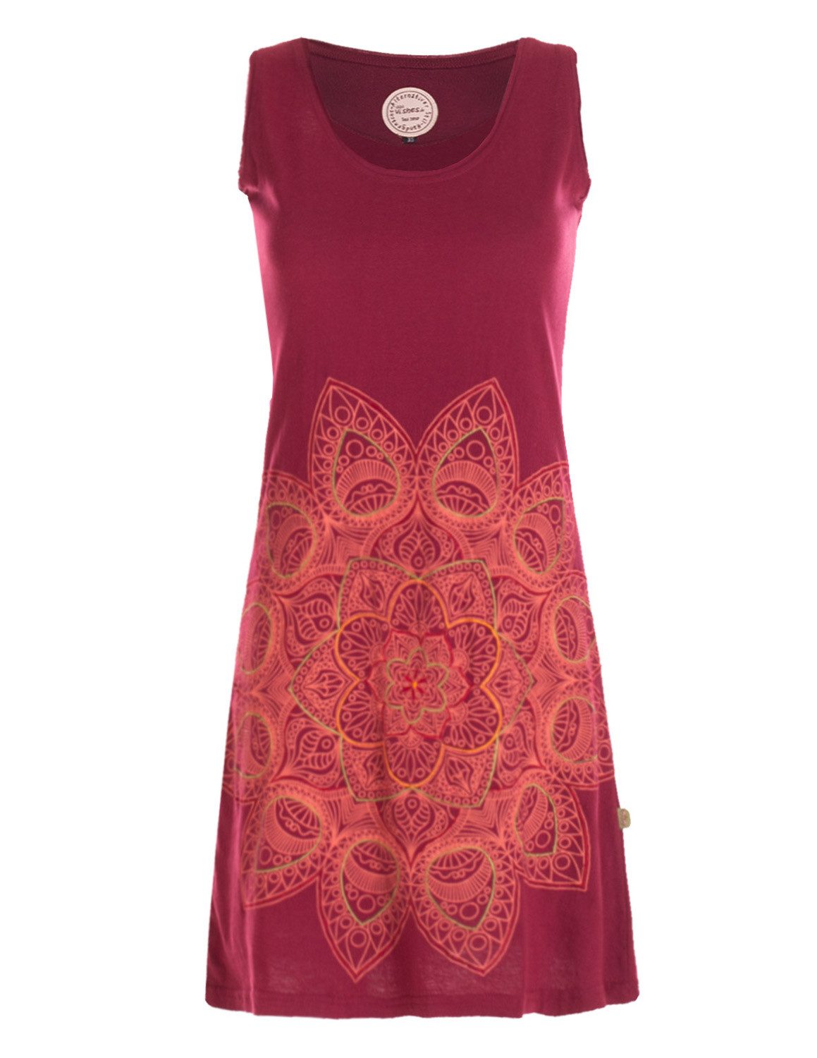 Vishes Sommerkleid Ärmelloses Jersey Kleid Baumwolle Mandala Print Sommer Alternative Mode, Boho, Hippie, Ethno, Festival