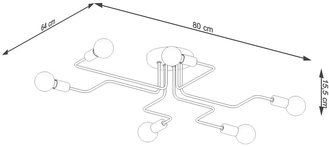 SOLLUX lighting Deckenleuchte VECTOR, ohne Leuchtmittel, Streulicht