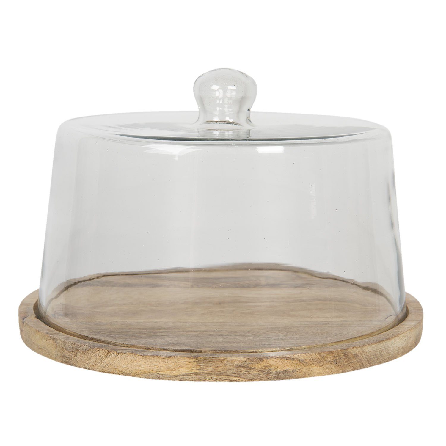 Käseglocke Clayre & Eef Glasglocke Käseglocke natur Holz / Glas Ø 30x19 cm