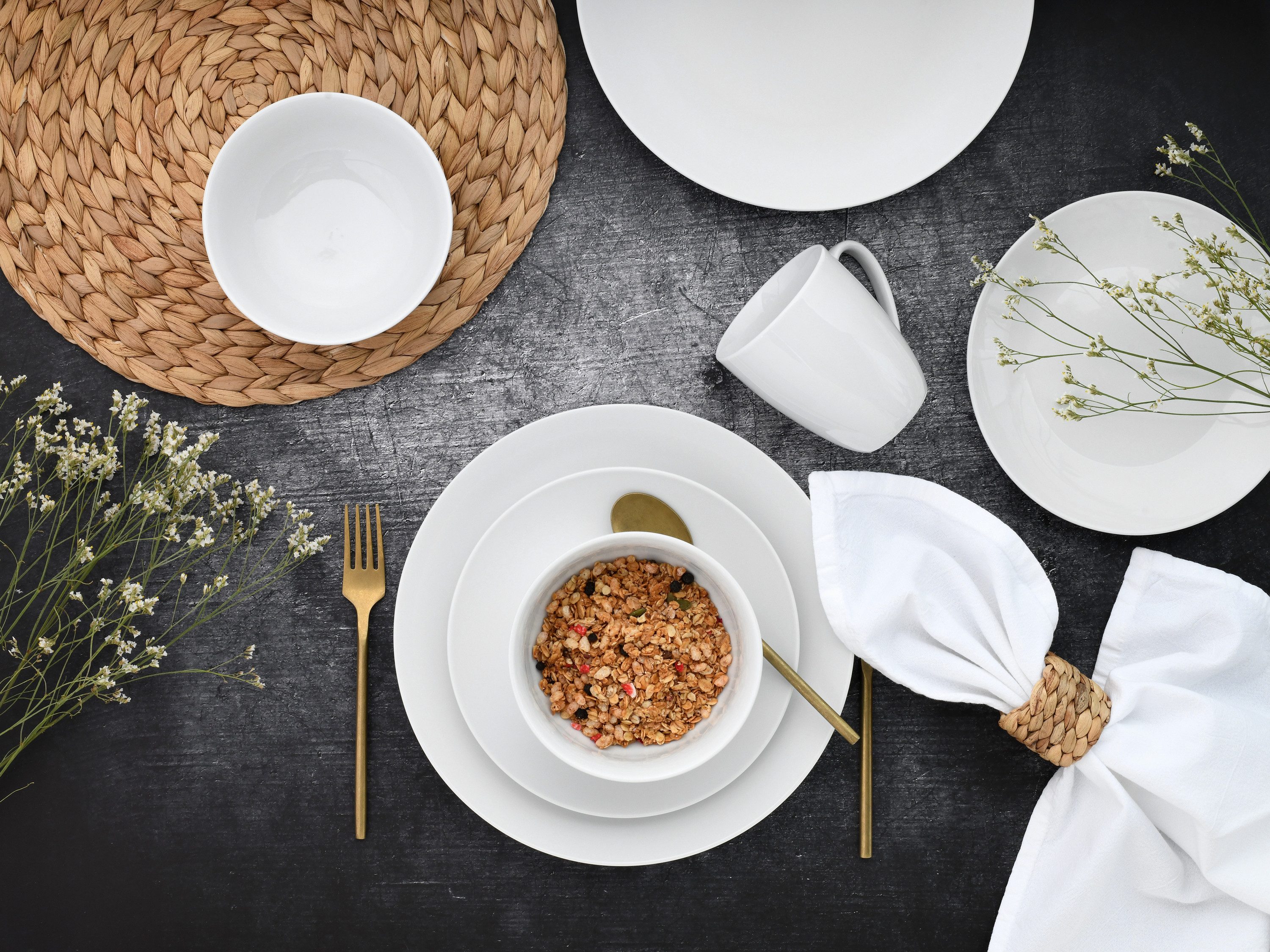 CreaTable Kombiservice Luna Weiss (24-tlg), 6 Personen, Porzellan