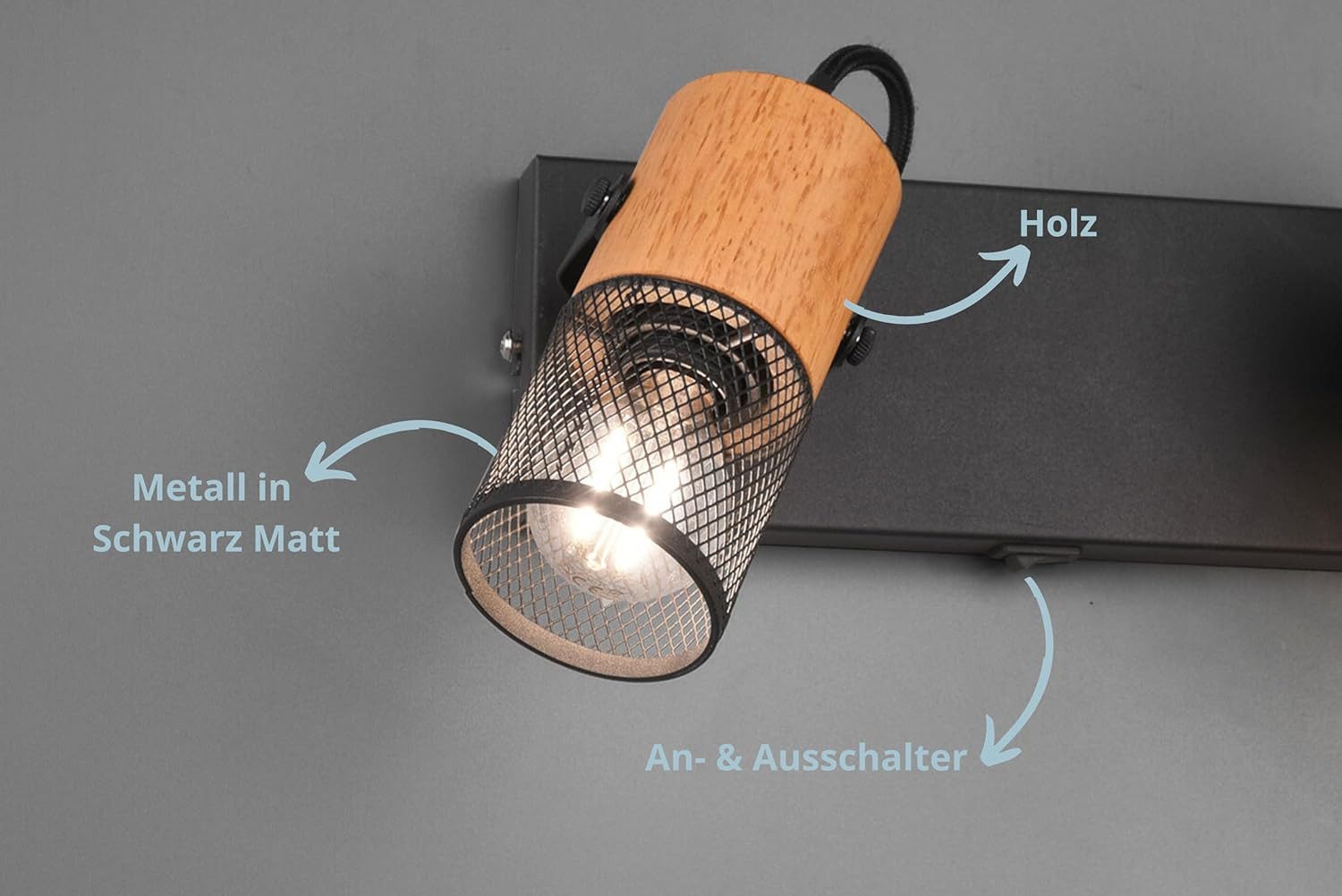 lightling Wandleuchte Aileen, ohne Leuchtmittel, inklusive Ein- und Ausschalter, IP20 Indoor