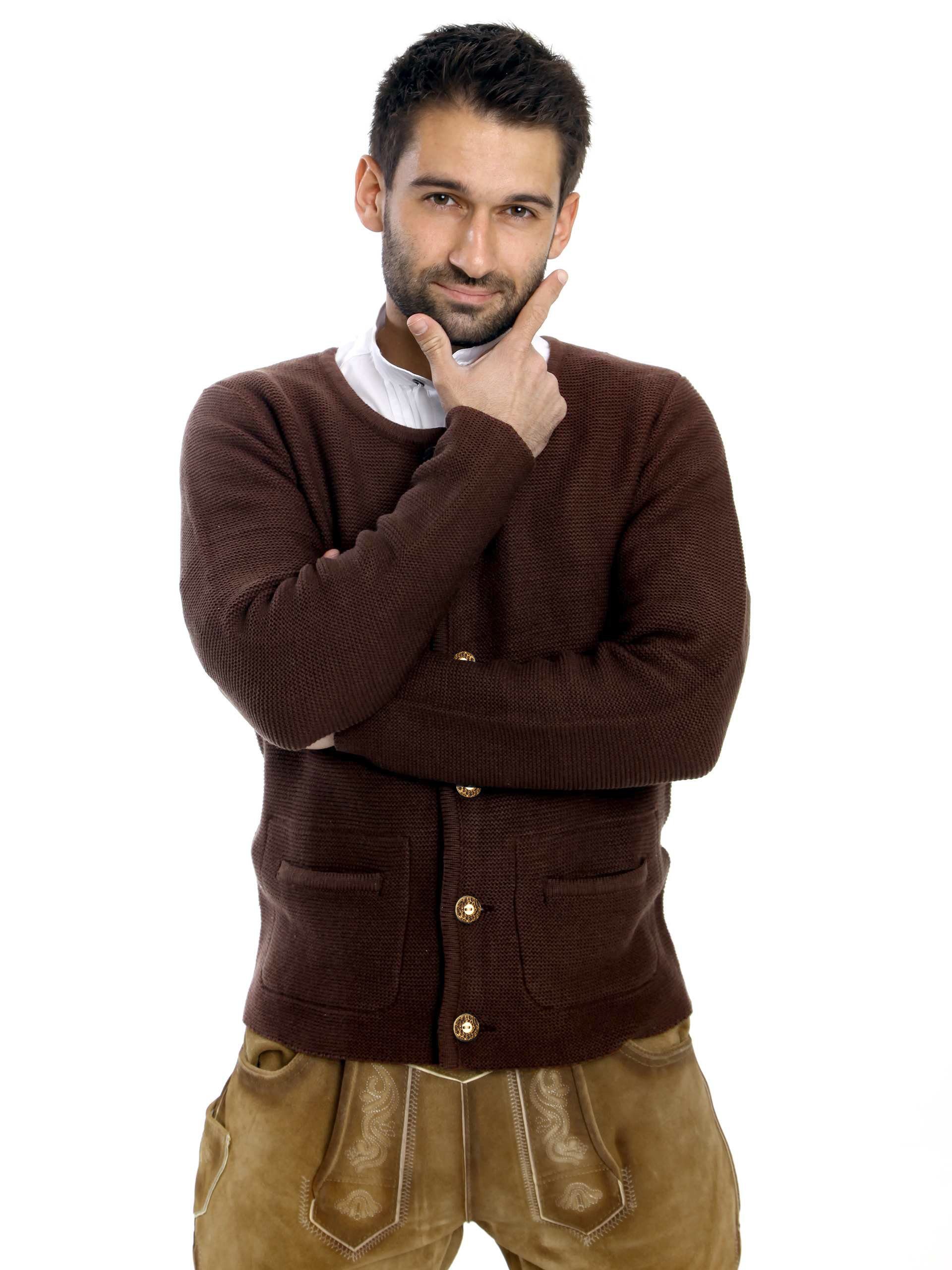 Almbock Trachtenstrickjacke Strickjacke Alfonsius (1-tlg) dunkelbraun günstig online kaufen