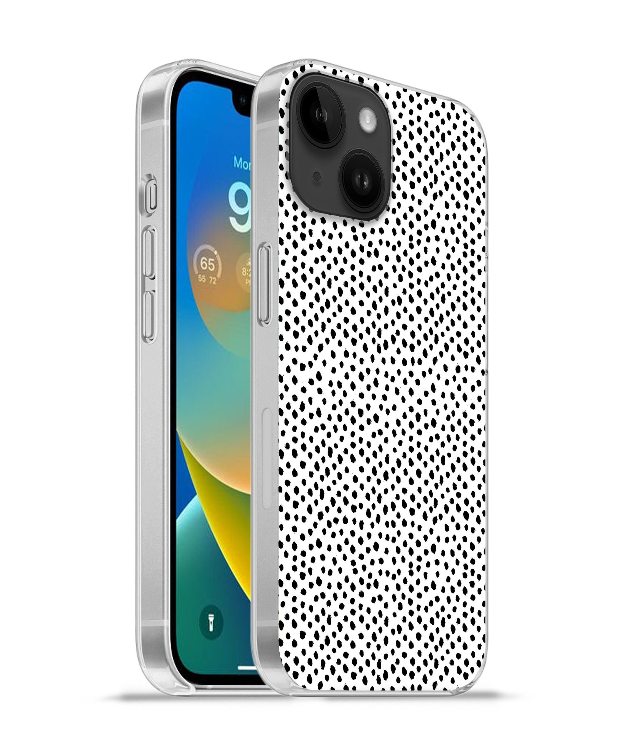Handyhülle für Apple iPhone 14 Polka dots - Schwarz - Weiß