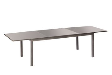 MERXX Garten-Essgruppe Trivero, (Set 7-teilig, Tisch, 4 Stapelsessel, Aluminium mit Textilbespannung, Sicherheitsglas), mit ausziehbarem Tisch, Sitz- und Rückenfläche gepadded