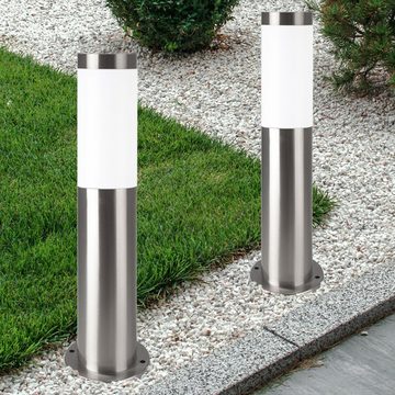 etc-shop LED Außen-Stehlampe, Leuchtmittel inklusive, Warmweiß, Außen Steh Lampe Edelstahl Garten Beleuchtung Terrassen Sockel Stand