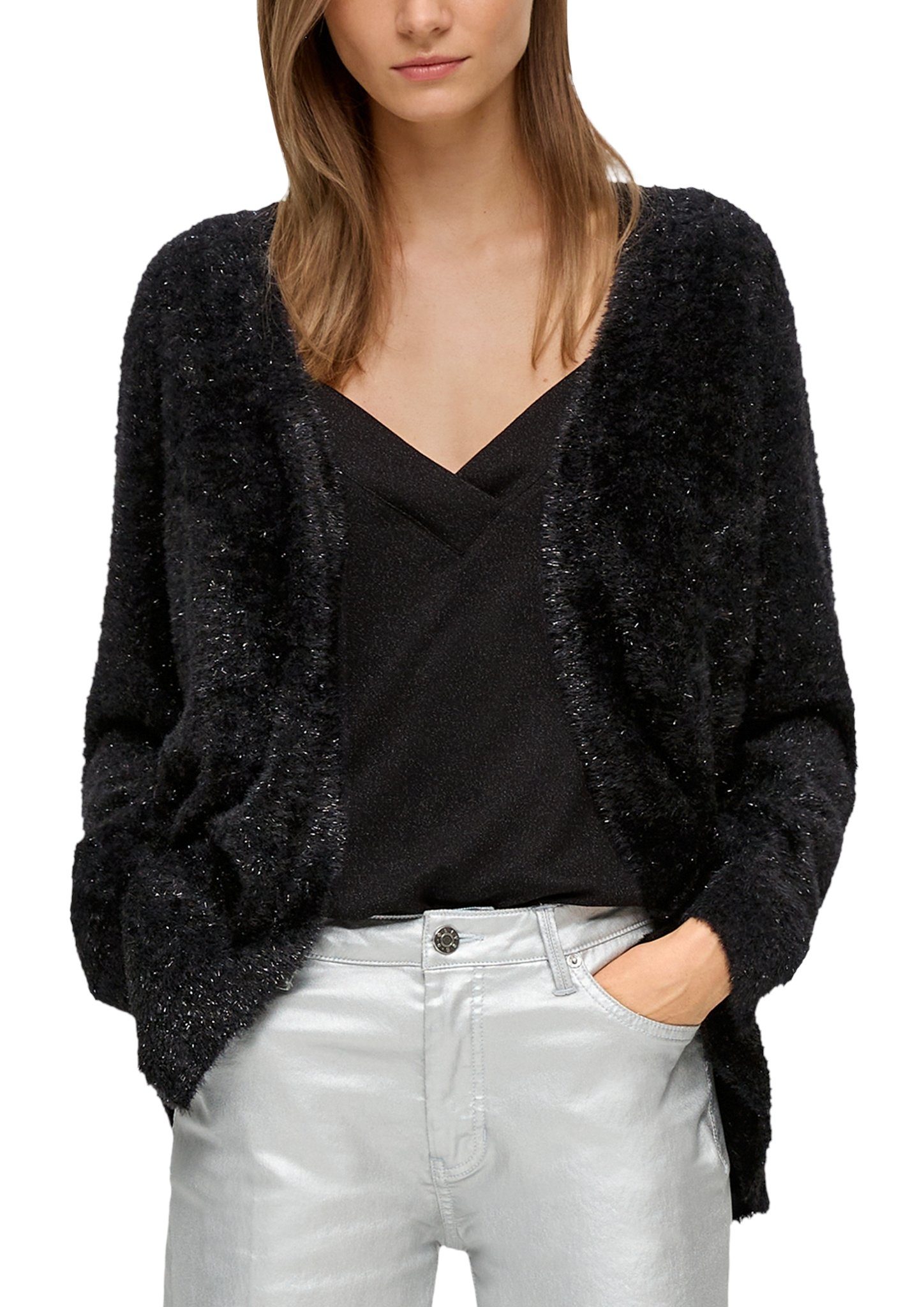 s.Oliver Cardigan mit Effekt-Garn black