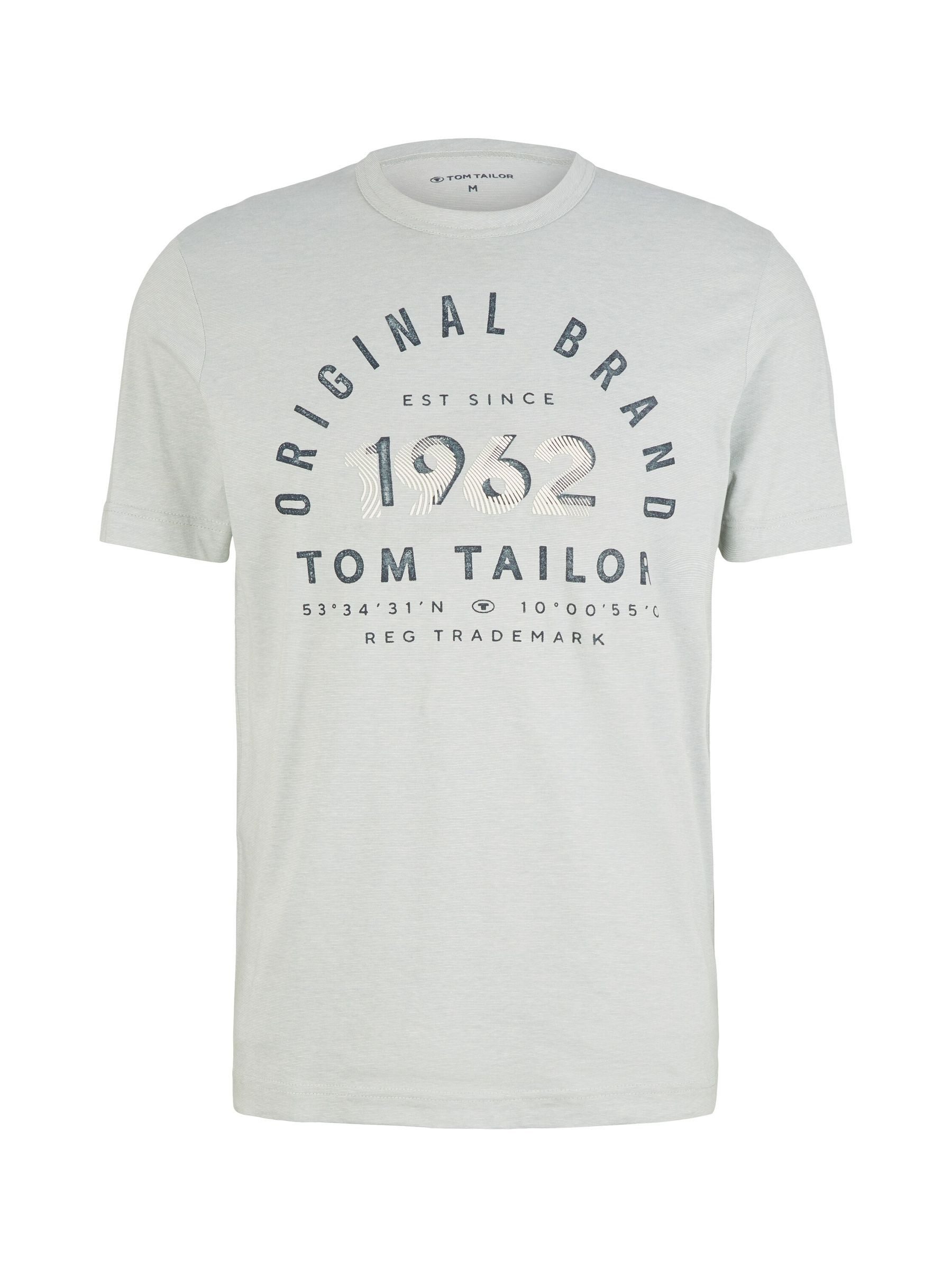 TOM TAILOR T-Shirt Gestreiftes Rundhals Bedrucktes mit Print für (1-tlg) striped t-shirt with print