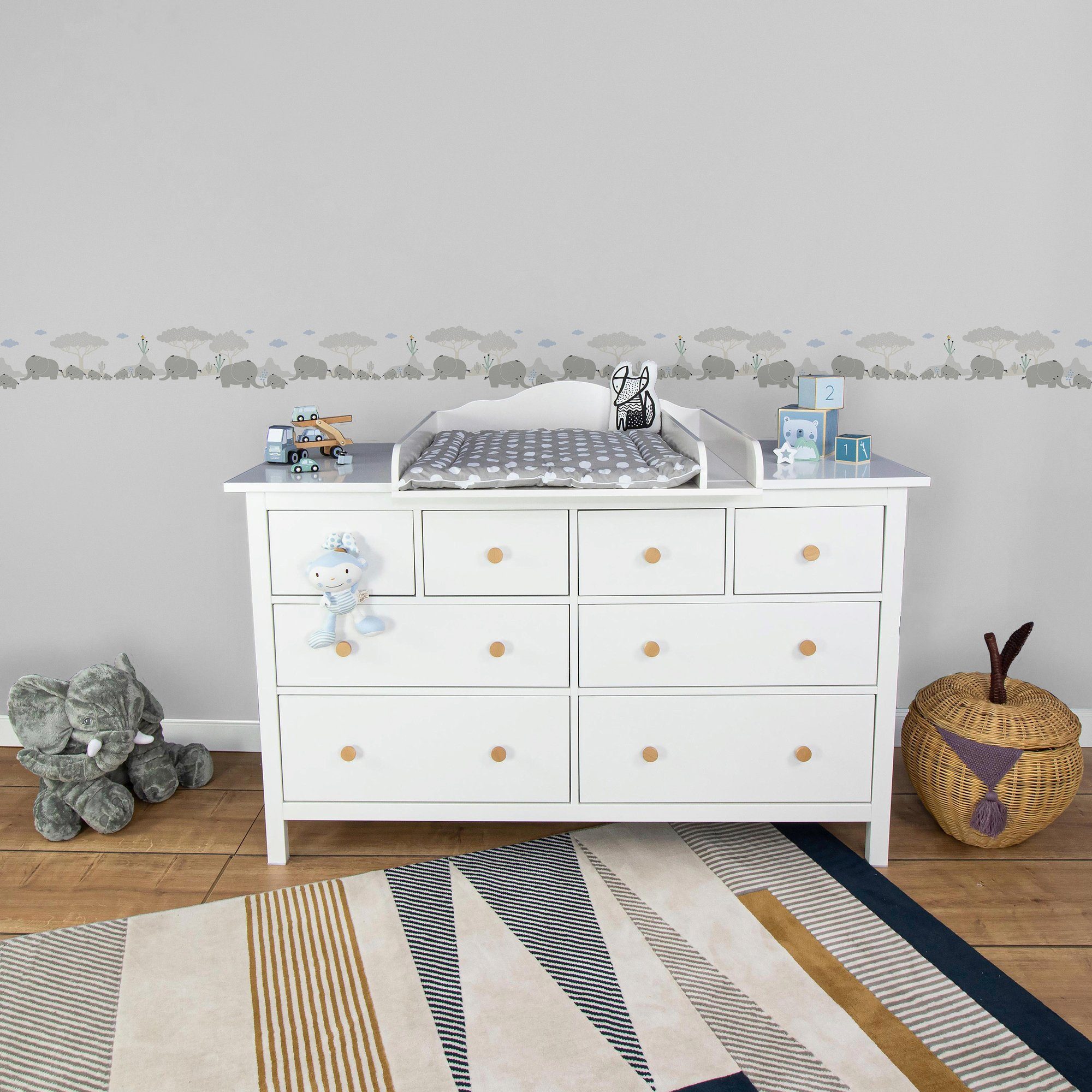A.S. Création Bordüre Elephant Family, glatt, abstrakt, naturalistisch, Motiv, Tapete Kinder Borte Wohnzimmer Schlafzimmer Küche Design Kinderzimmer