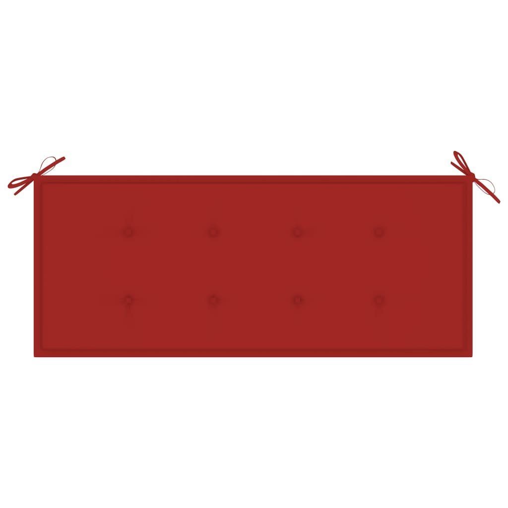 (1-St) Rot mit Rot 120 Auflage vidaXL Gartenbank Gartenbank Bambus cm |