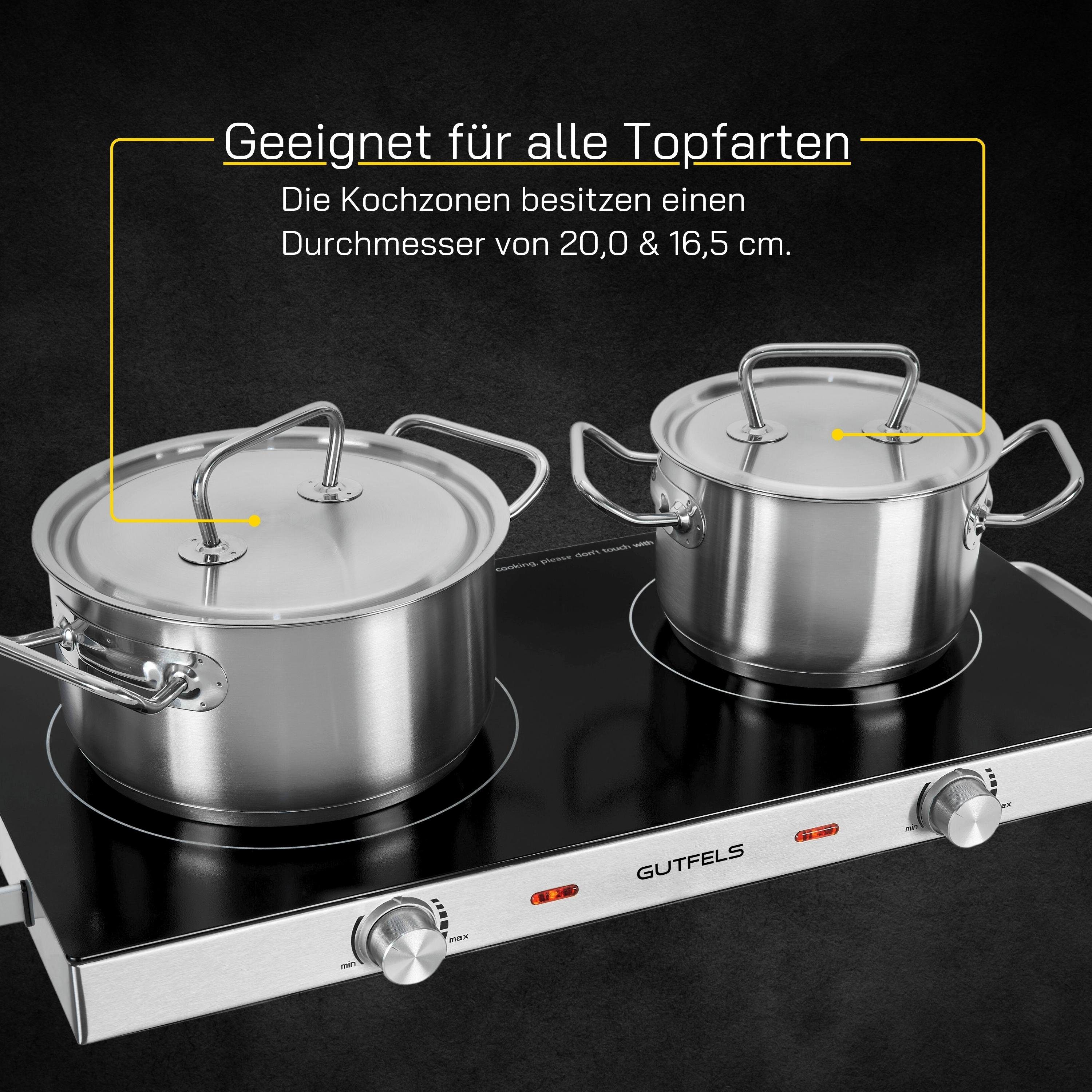 Temperaturregelung Doppelkochplatte aus W, 2800 Gutfels Kochfelder COOK 4010, Glaskeramik, 2