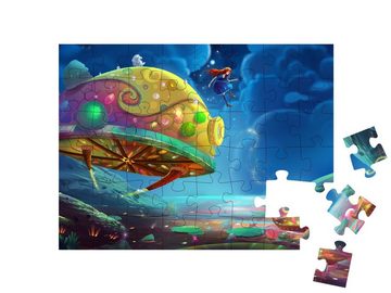 puzzleYOU Puzzle Illustration: Das fliegende Geschichtenschiff, 48 Puzzleteile, puzzleYOU-Kollektionen Fantasy