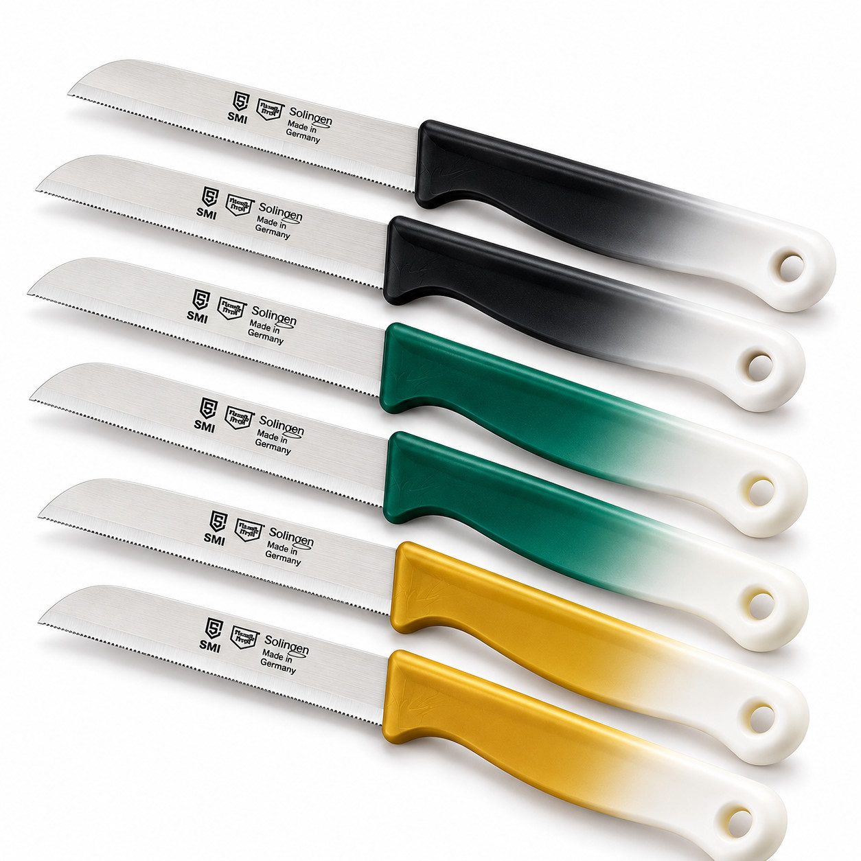 SMI Obstmesser 6-tlg Solingen Gemüsemesser Schälmesser Wellenschliff Küchenmesser