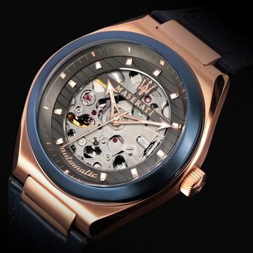 Maserati Time Automatikuhr Armbanduhr R8821139003 Triconic Automatik 40mm Auto Gray Dial, (Armbanduhr mit Uhrenbox), Glas kratzfester Saphir