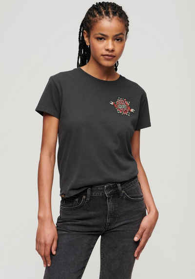 Superdry Kurzarmshirt TATTOO RHINESTONE FITTED TEE