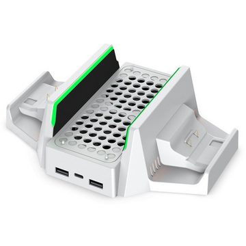 HYTIREBY Ladestation mit Lüfter für Xbox Serie S Zubehör Zubehor für Xbox Contoller (Ladegerät Standfuß & 3 verstellbare Kühler)