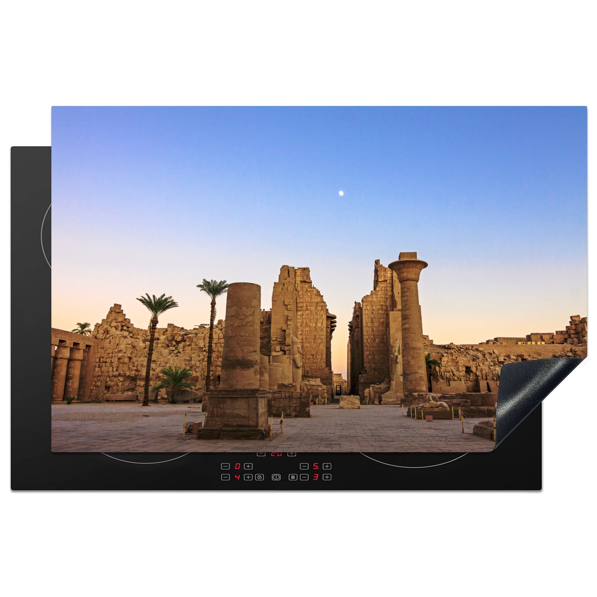MuchoWow Herdblende-/Abdeckplatte Schöner Sonnenuntergang im Luxor, Vinyl, (1 tlg), 81x52 cm, Induktionskochfeld Schutz für die küche, Ceranfeldabdeckung