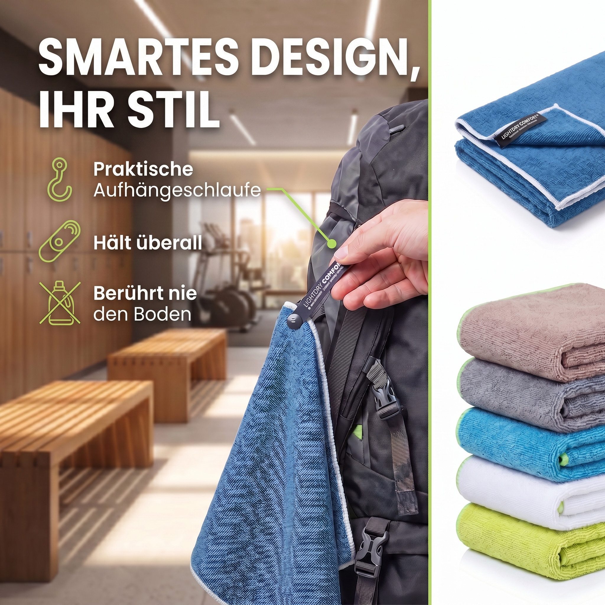 LightDry Reisehandtuch LightDry Reisehandtuch – Leichtes Mikrofaser-Sport und Strandhandtuch, Sport, Strand & Badehandtuch – Bild 3 von 5