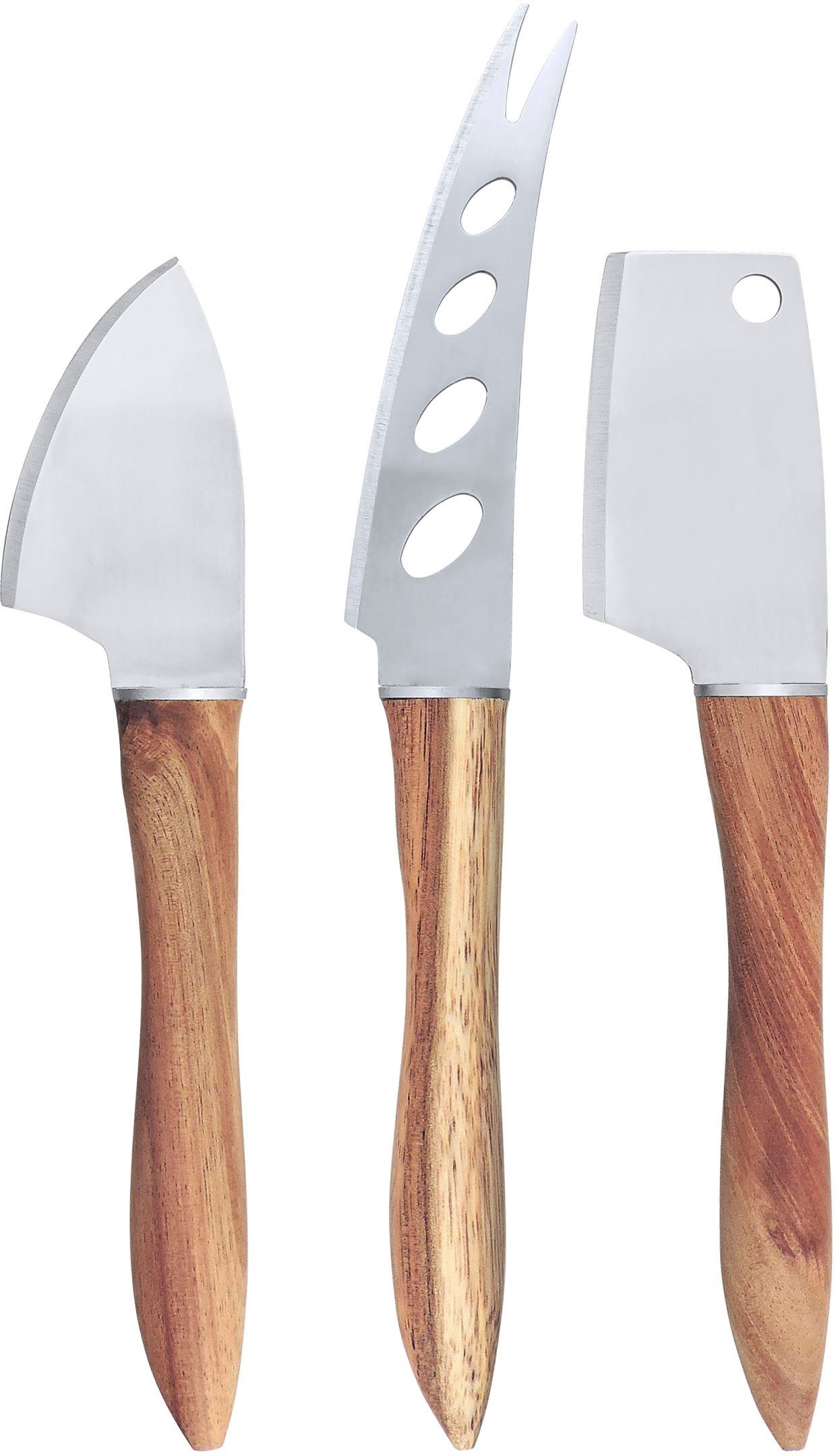 SWISSMAR Käsemesser Set: 3-teilig, Hackmesser, Käse-, Parmesan-Käsemesser, Edelstahl, Akazienholz