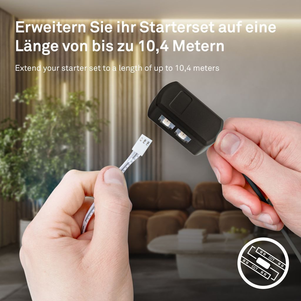 Briloner Leuchten Schrankleuchte 8020294, Dimmfunktion, LED fest integriert, 2700K - Extra-Warmweiß, LED Strip 2,6m Weiß 24V Zubehör Akustikpaneele Wohnzimmer Flur